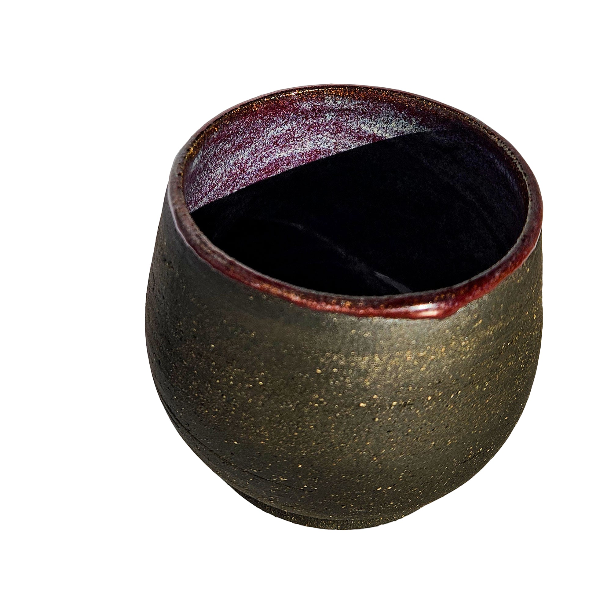 Handmade Glossy Purple Interior, Rustic Clay Exterior Tumbler