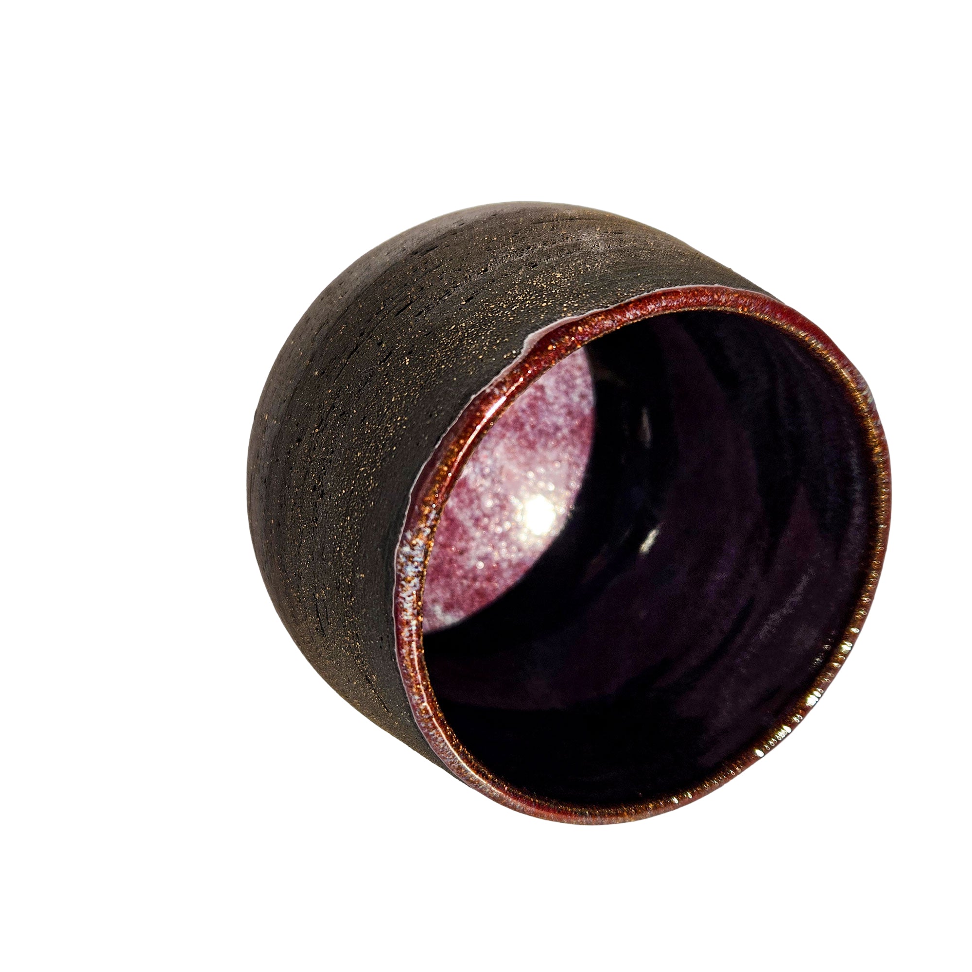 Handmade Glossy Purple Interior, Rustic Clay Exterior Tumbler