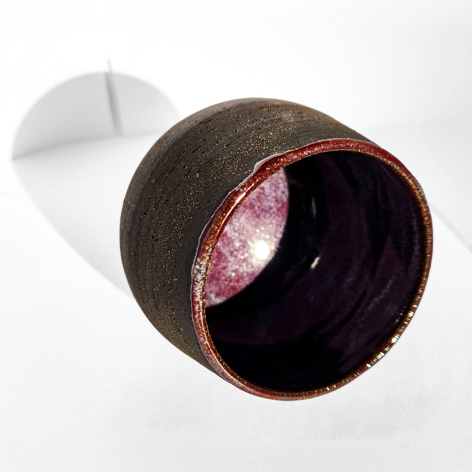 Handmade Glossy Purple Interior, Rustic Clay Exterior Tumbler