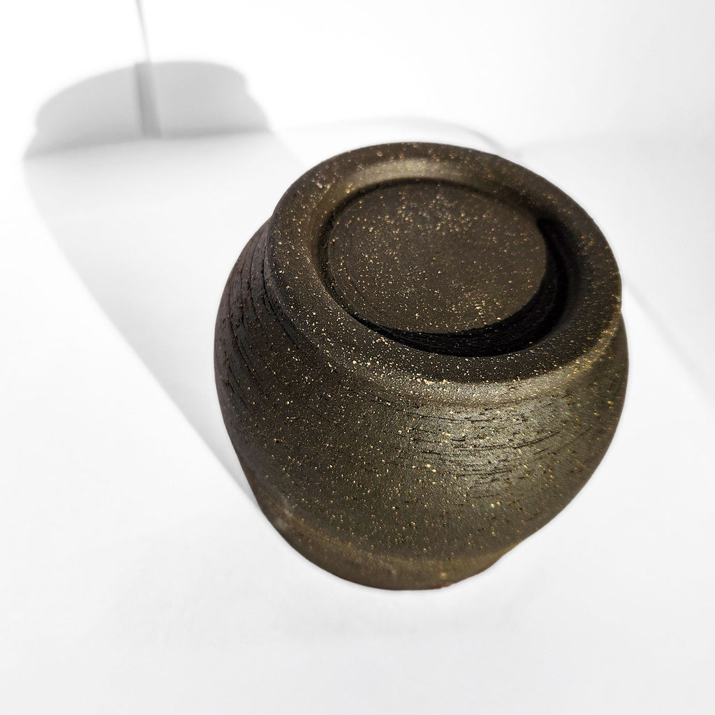 Handmade Glossy Purple Interior, Rustic Clay Exterior Tumbler