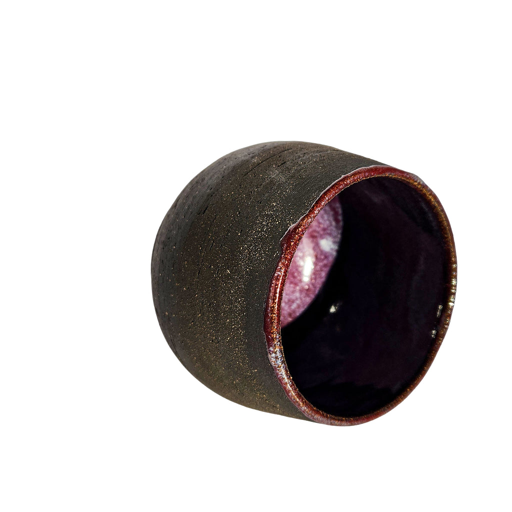 Handmade Glossy Purple Interior, Rustic Clay Exterior Tumbler