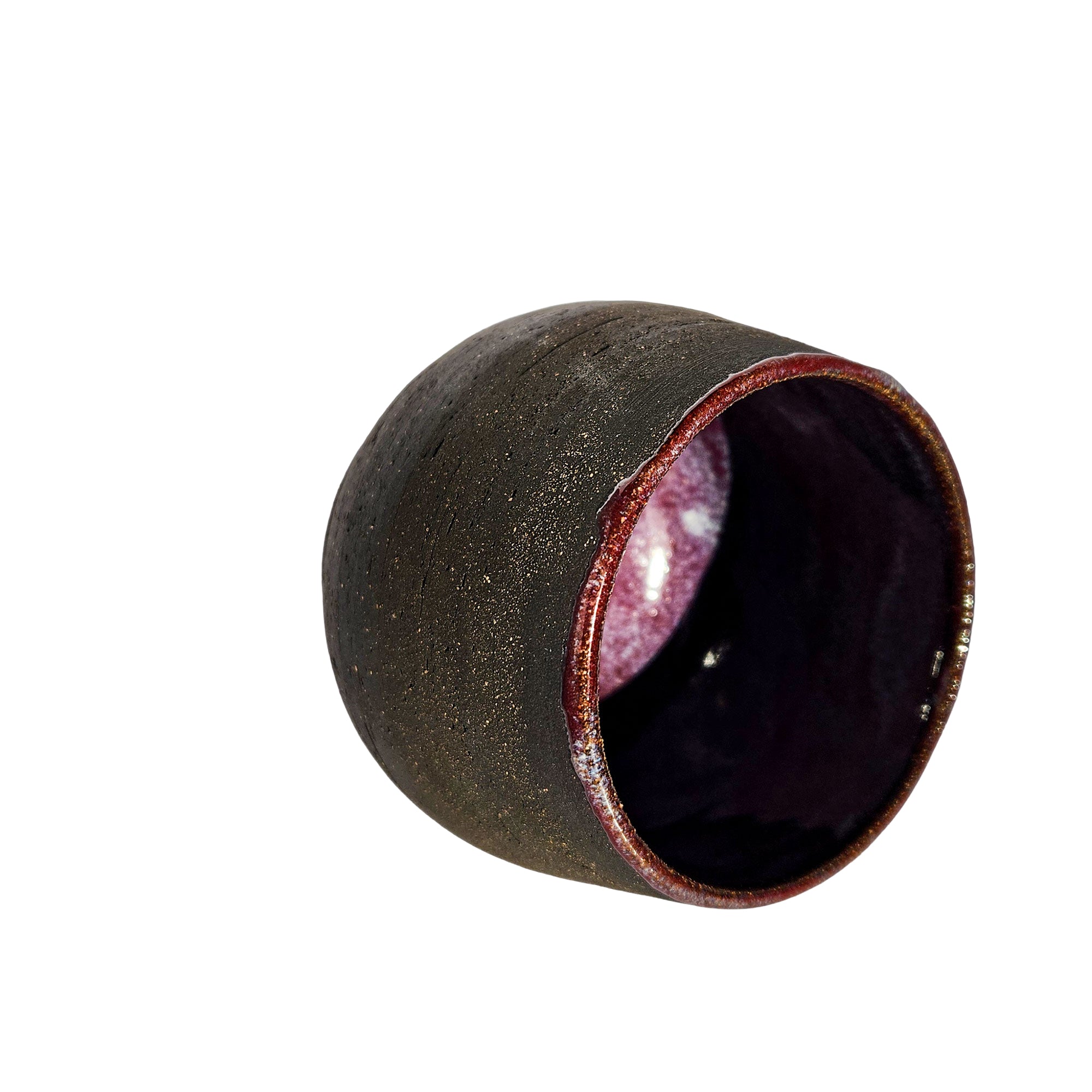 Handmade Glossy Purple Interior, Rustic Clay Exterior Tumbler