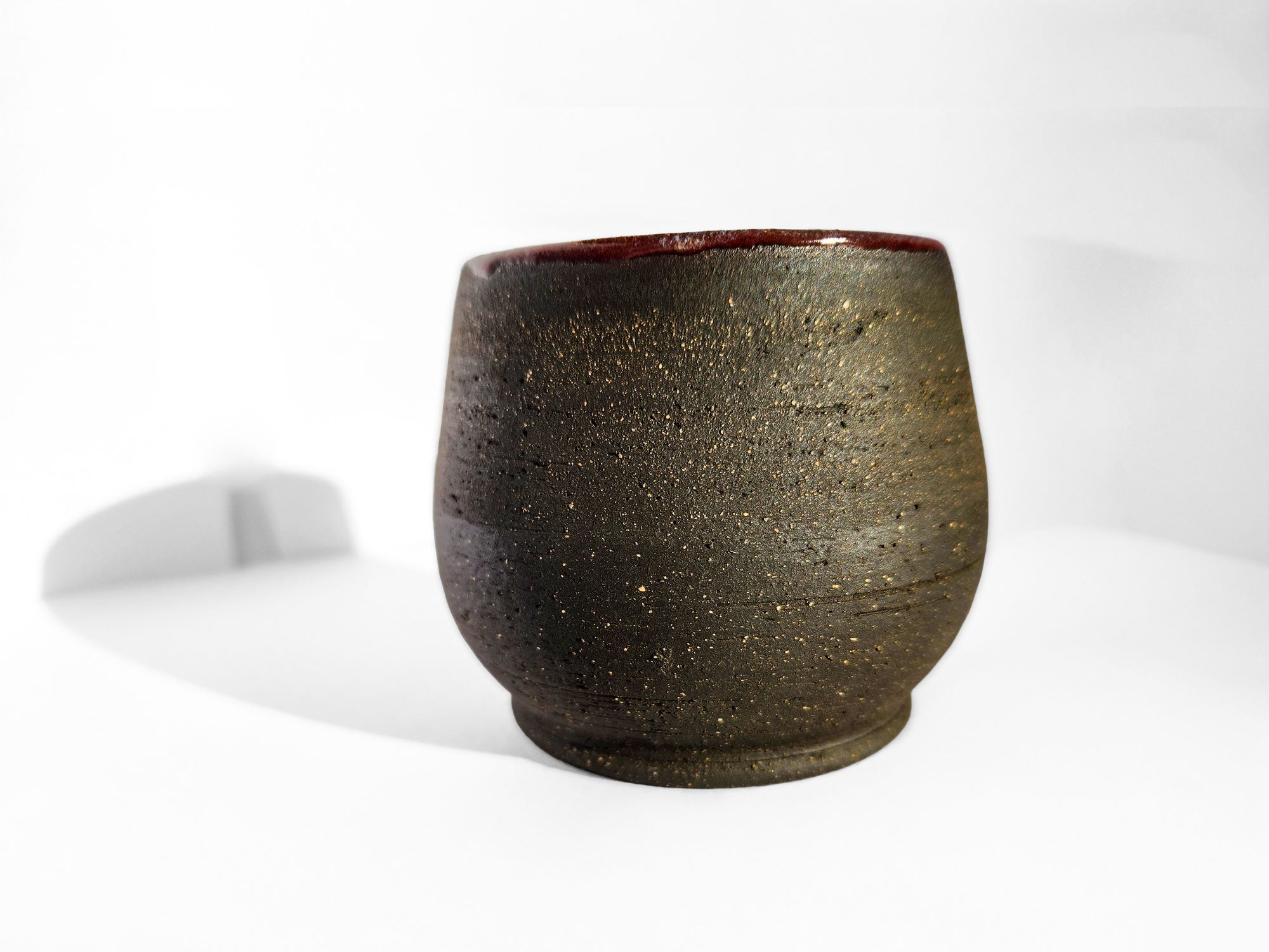 Handmade Glossy Purple Interior, Rustic Clay Exterior Tumbler