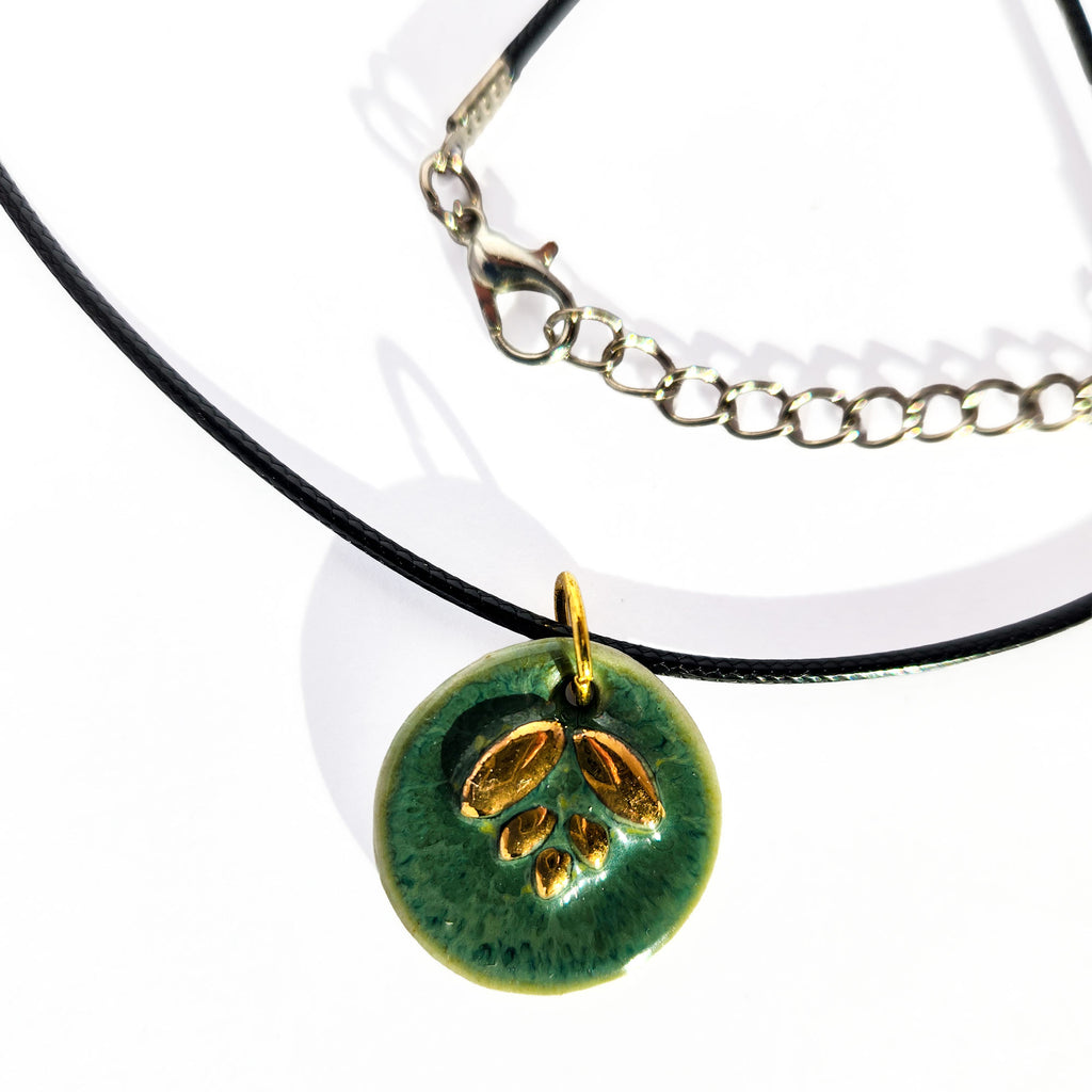 Green & Gold Porcelain Pendant