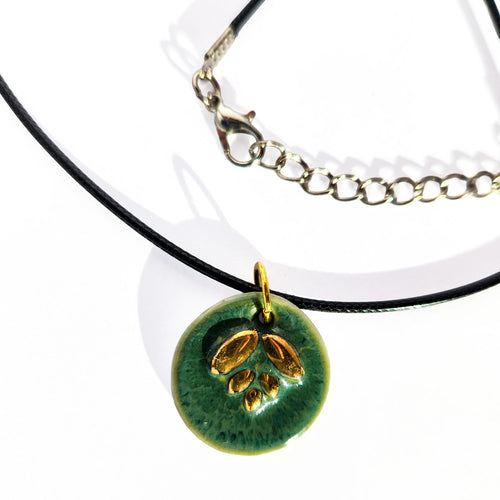 Green & Gold Porcelain Pendant