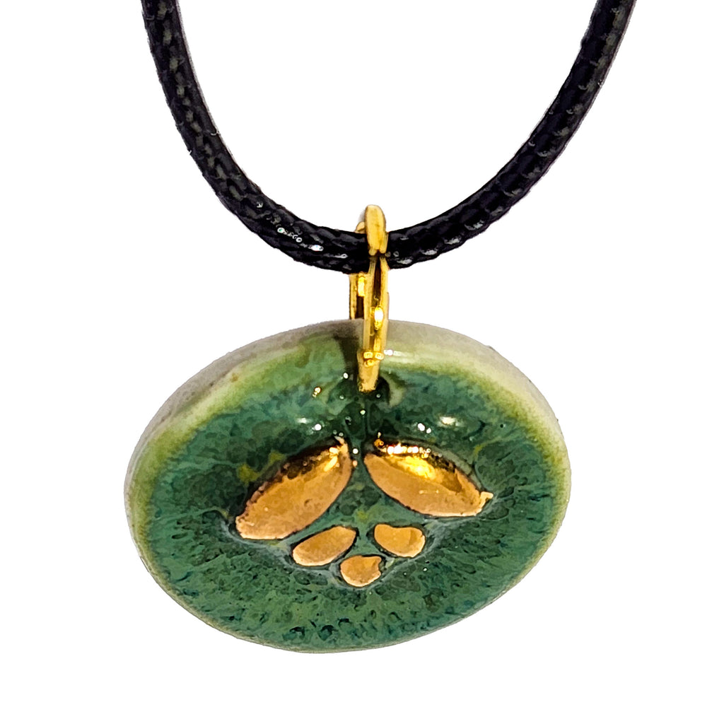 Green & Gold Porcelain Pendant