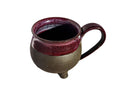 Handmade Rich Purple Interior, Black Stoneware Cauldron Mug 3.5"