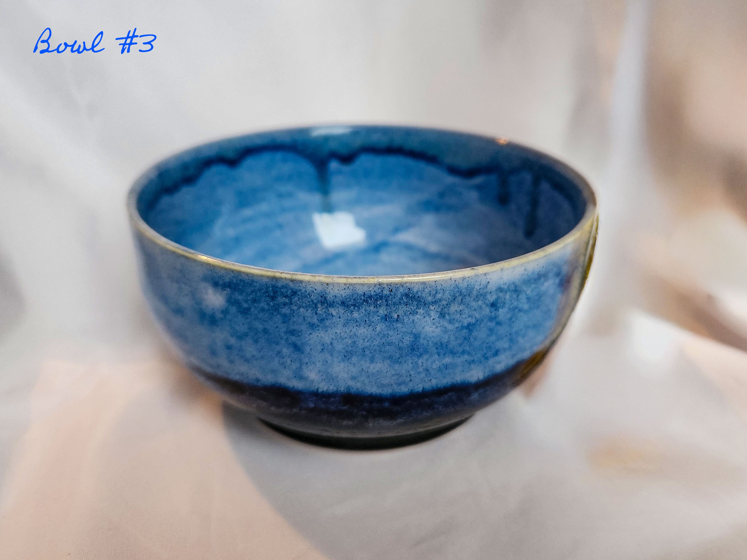 Nested Bowl Set - Three-piece set of blue-glazed dessert bowls