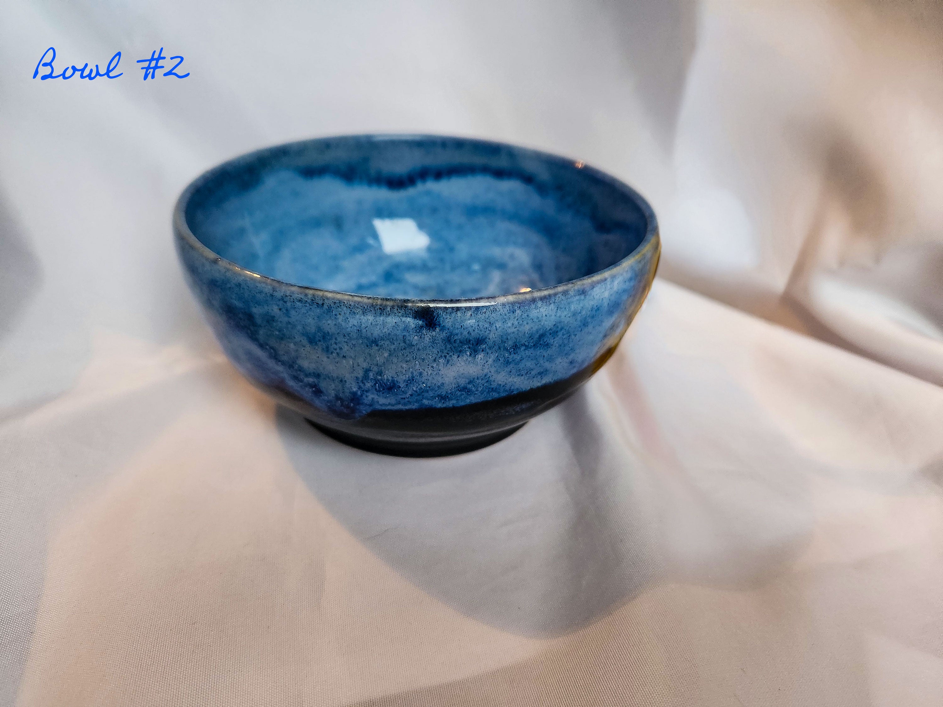 Nested Bowl Set - Three-piece set of blue-glazed dessert bowls