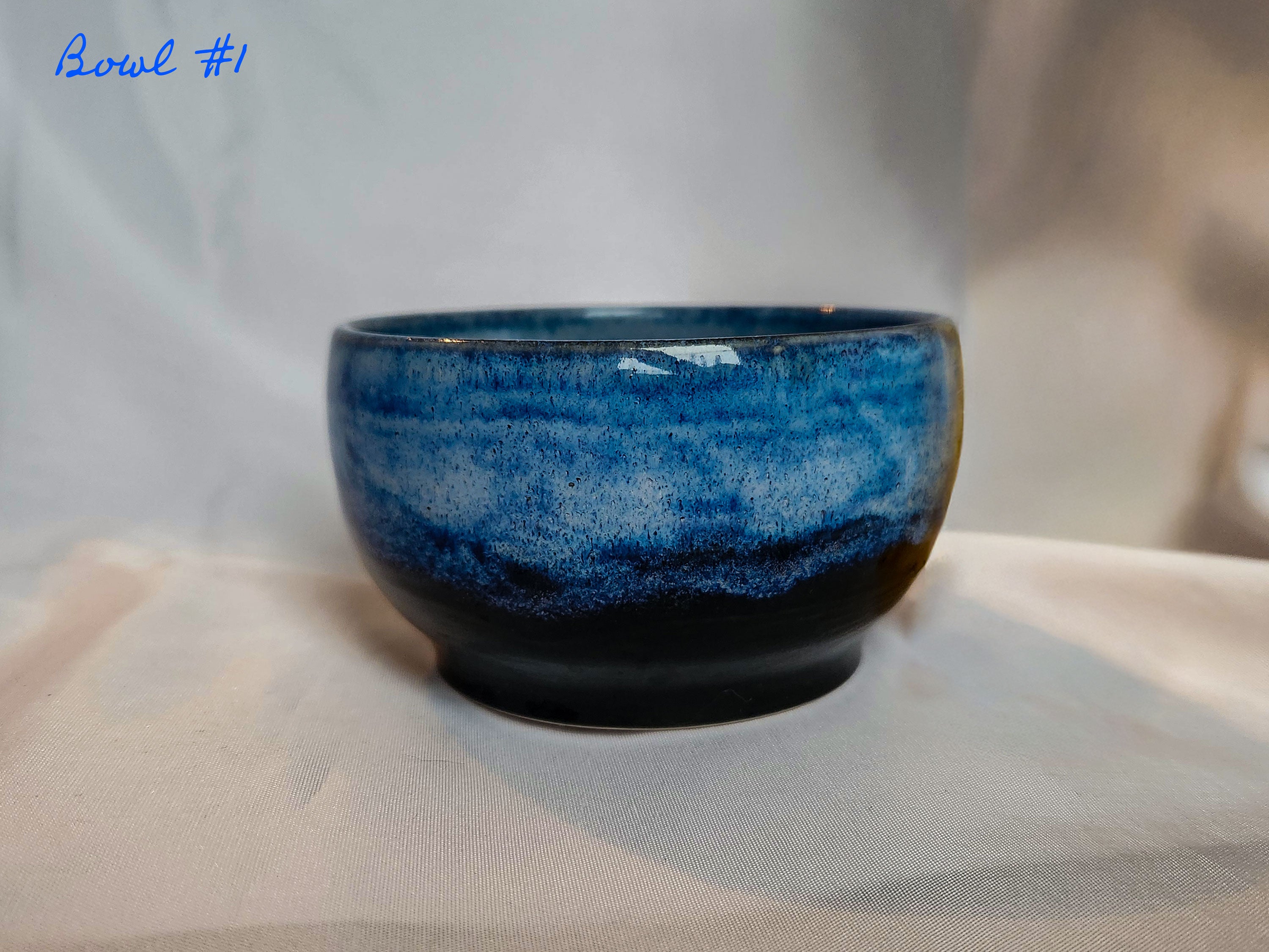 Nested Bowl Set - Three-piece set of blue-glazed dessert bowls