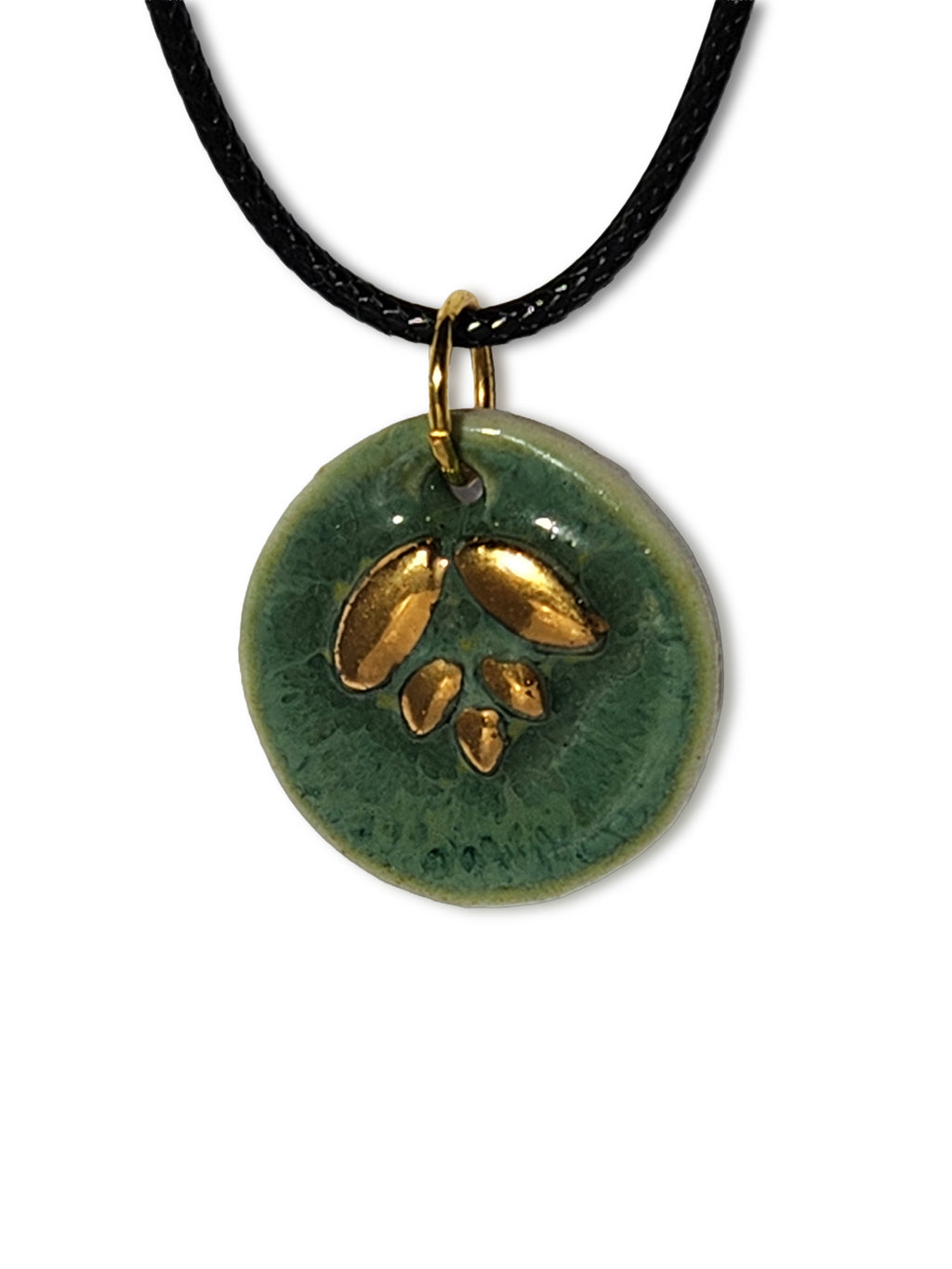 Green & Gold Porcelain Pendant