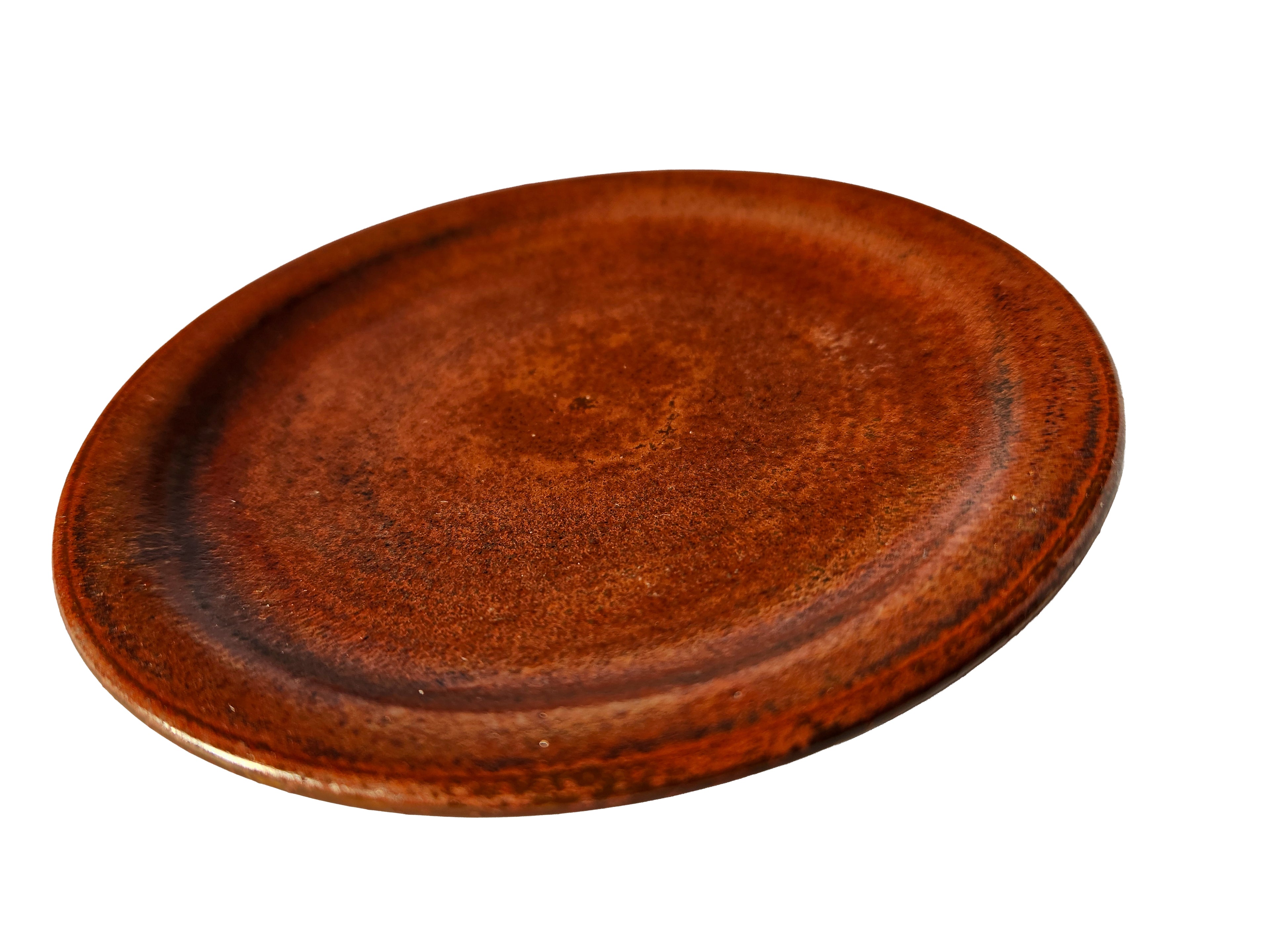 Small Handmade Plate – Rustic Copper Color Glaze 4.9"