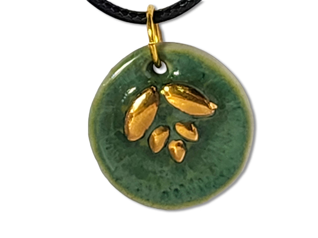 Green & Gold Porcelain Pendant