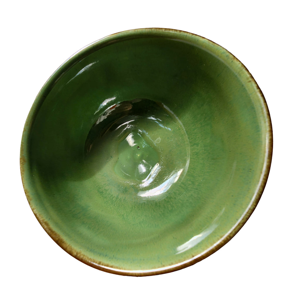 Handmade porcelain bowl - stunning green glaze & rich rustic copper 3.5 cups