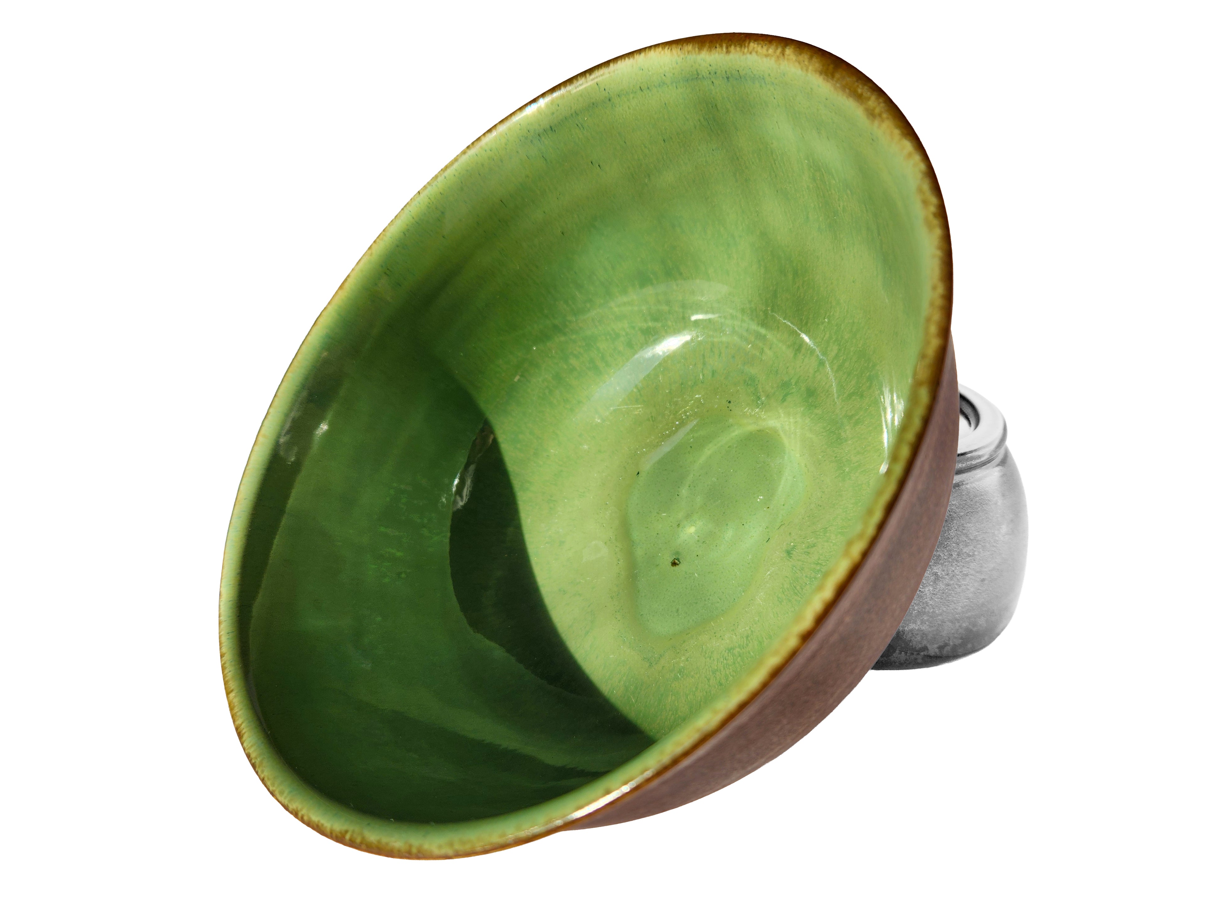 Handmade porcelain bowl - stunning green glaze & rich rustic copper 3.5 cups