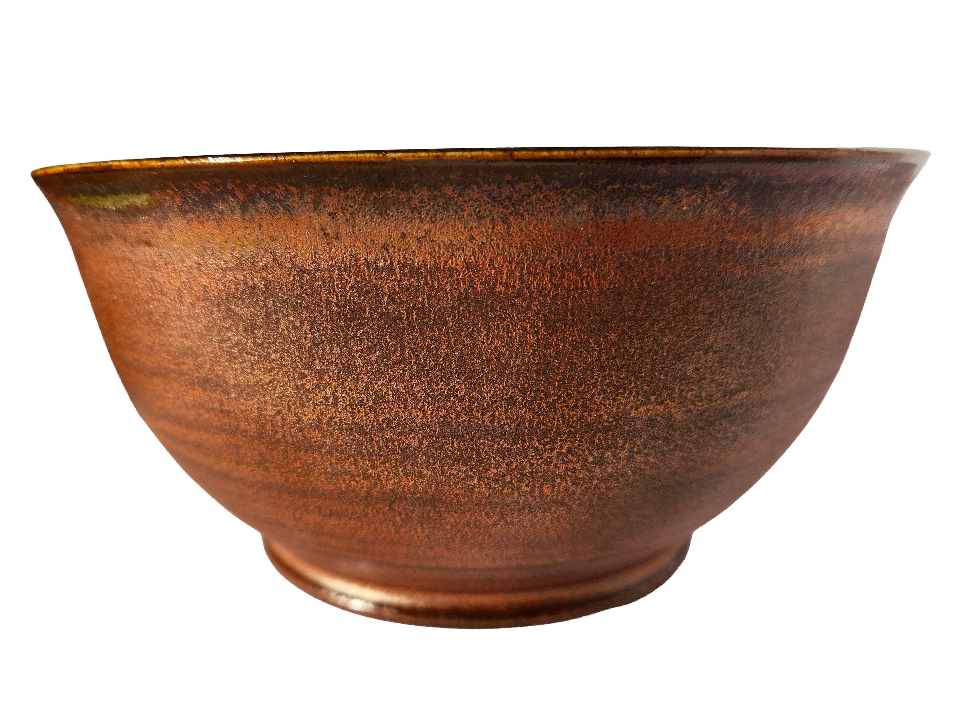 Handmade porcelain bowl - stunning green glaze & rich rustic copper 3.5 cups