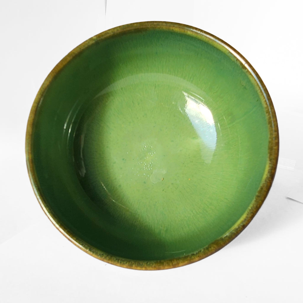 Handmade porcelain decorative & candy dish - stunning green glaze & rich rustic copper 6oz