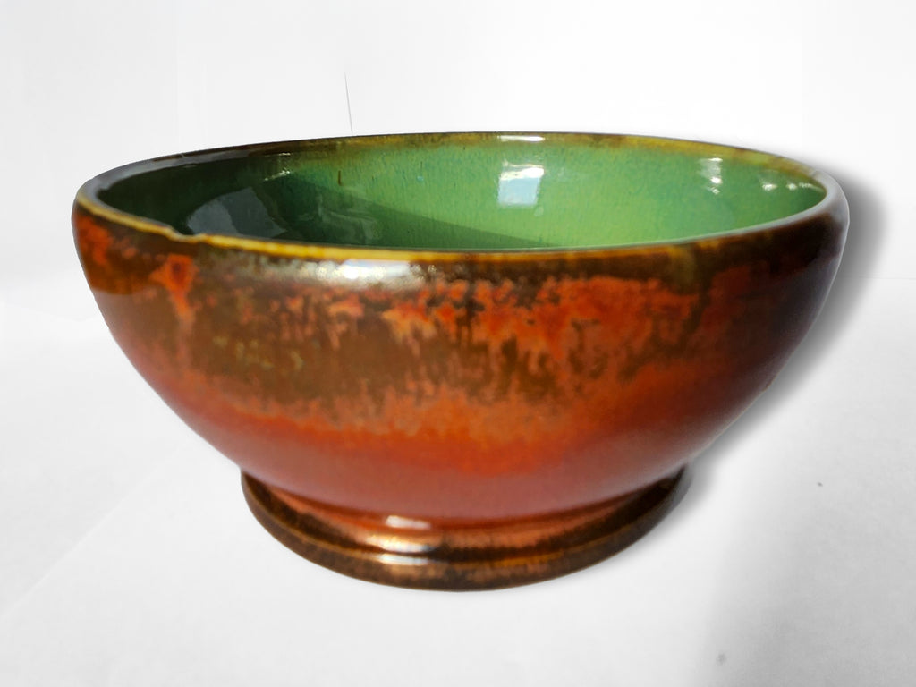 Handmade Porcelain Decorative Candy Dish - stunning green glaze & rich rustic copper 6oz