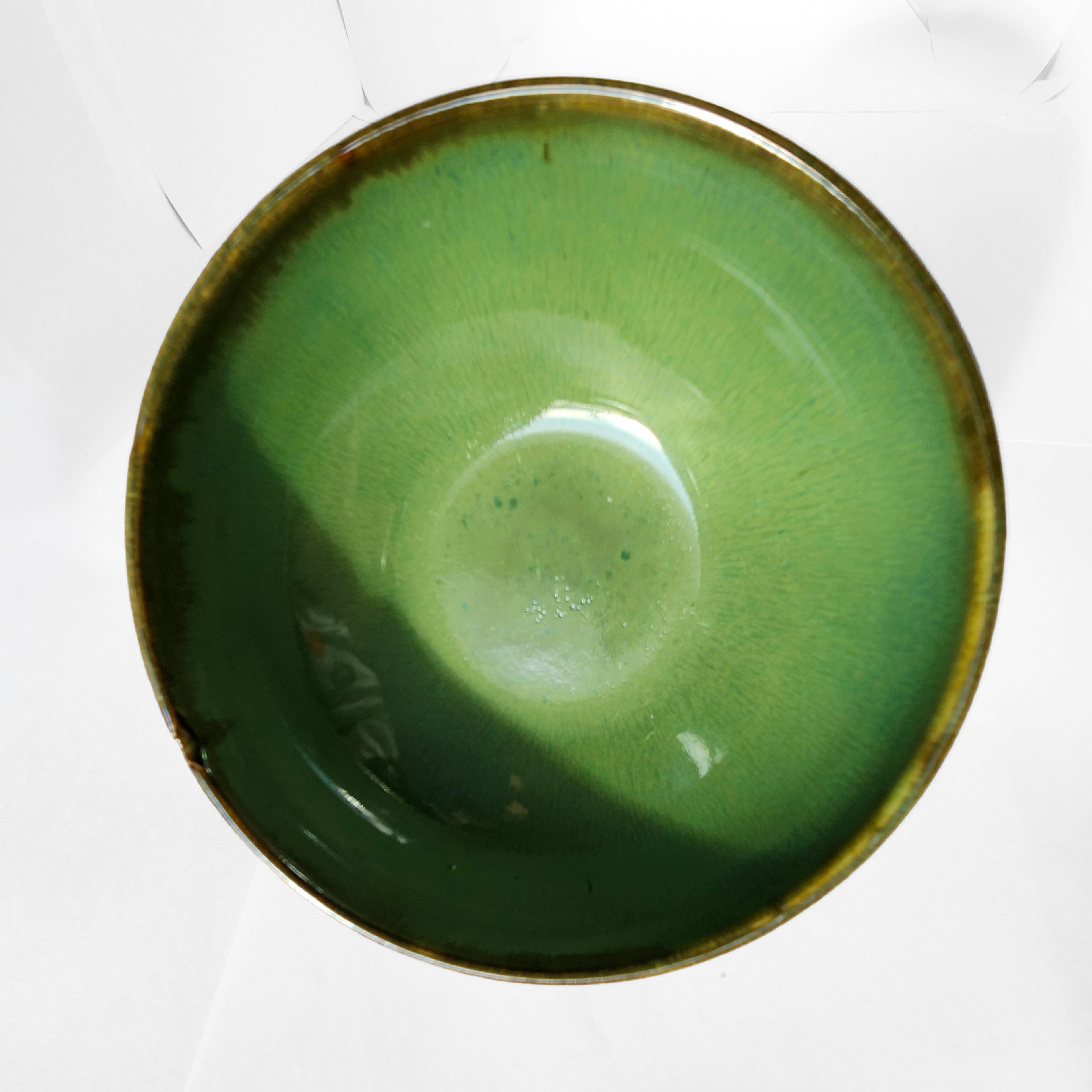 Handmade Porcelain Decorative Candy Dish - stunning green glaze & rich rustic copper 6oz