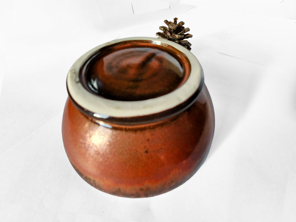 Handmade Porcelain Decorative Candy Dish - stunning green glaze & rich rustic copper 6oz