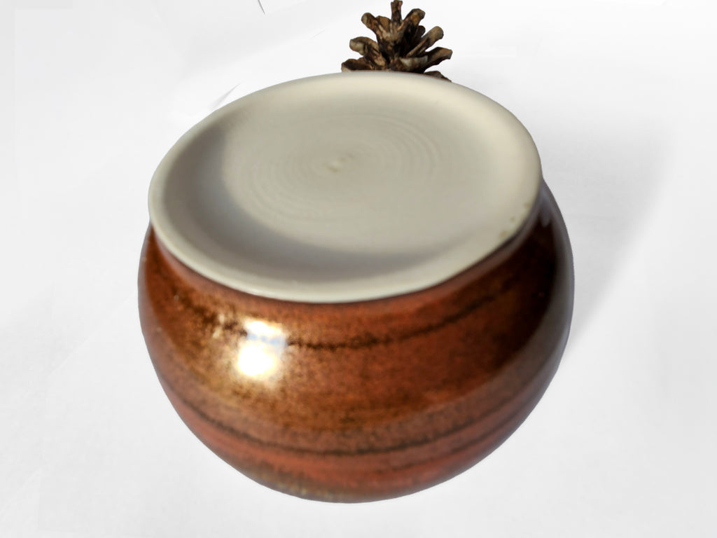 Handmade porcelain decorative & candy dish - stunning green glaze & rich rustic copper 6oz