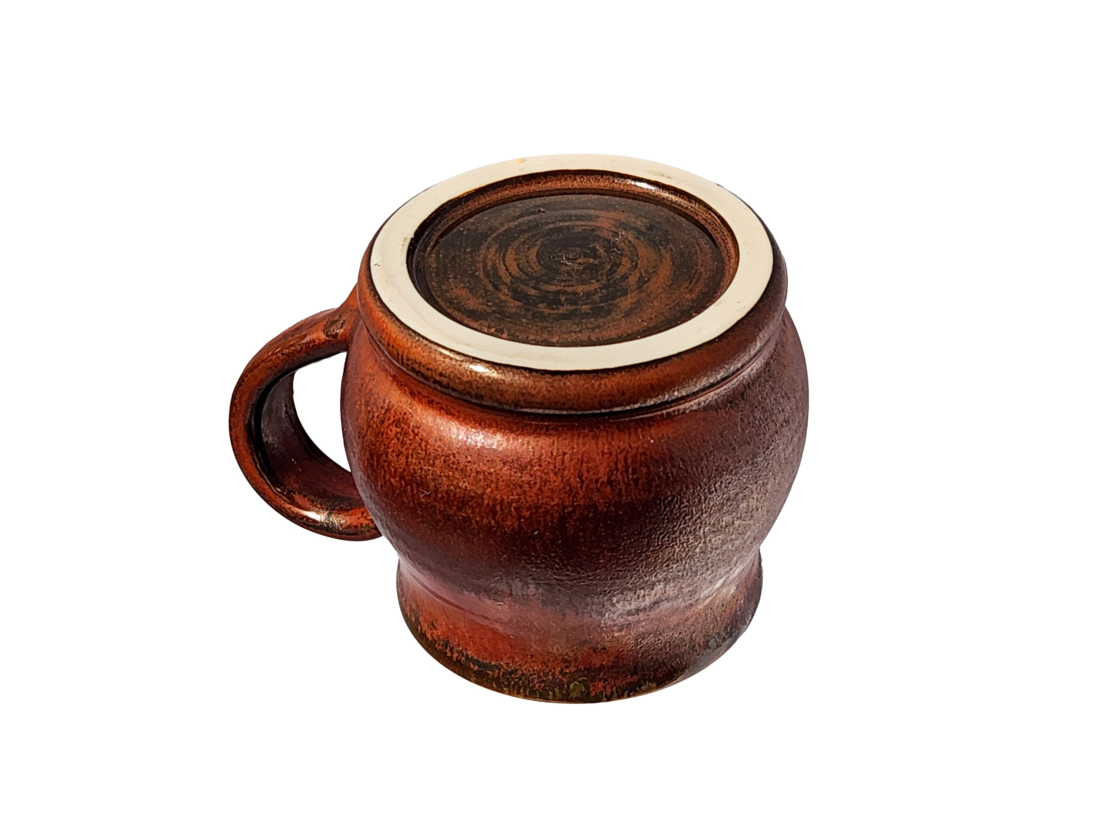 Handmade Glossy Green Interior, Rich Copper Exterior Mug