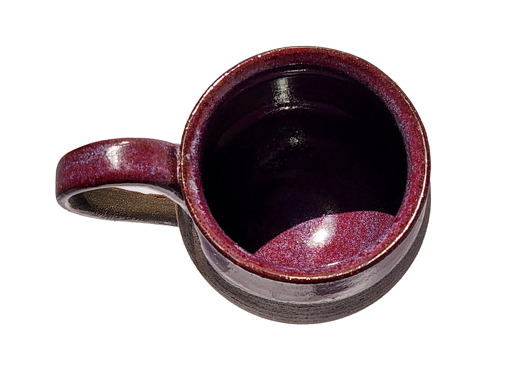 Handmade Rich Purple Interior, Black Stoneware Cauldron Mug 3.5"