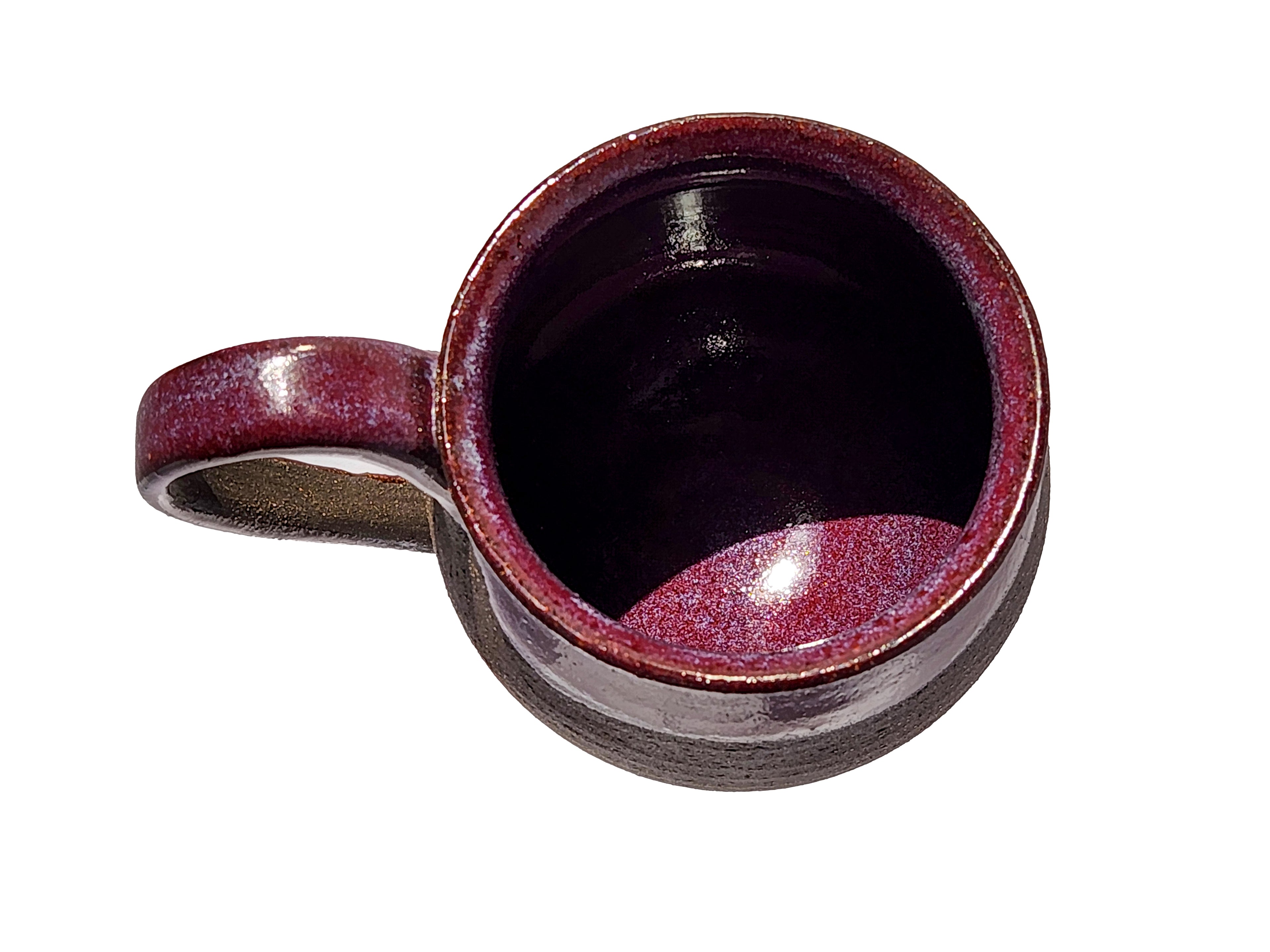 Handmade Rich Purple Interior, Black Stoneware Cauldron Mug 3.5"