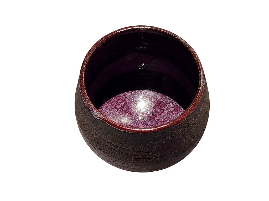 Handmade Glossy Purple Interior, Rustic Clay Exterior Tumbler