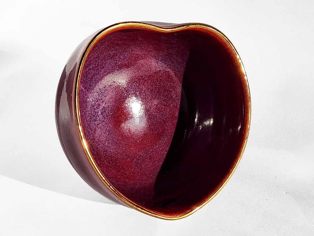 Handmade Heart Bowl - rich reddish-purple