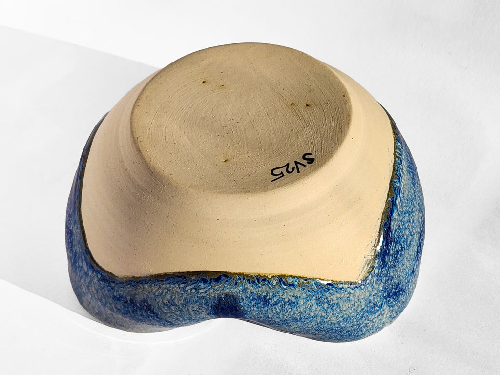 Handmade Heart Bowl - blue with white base