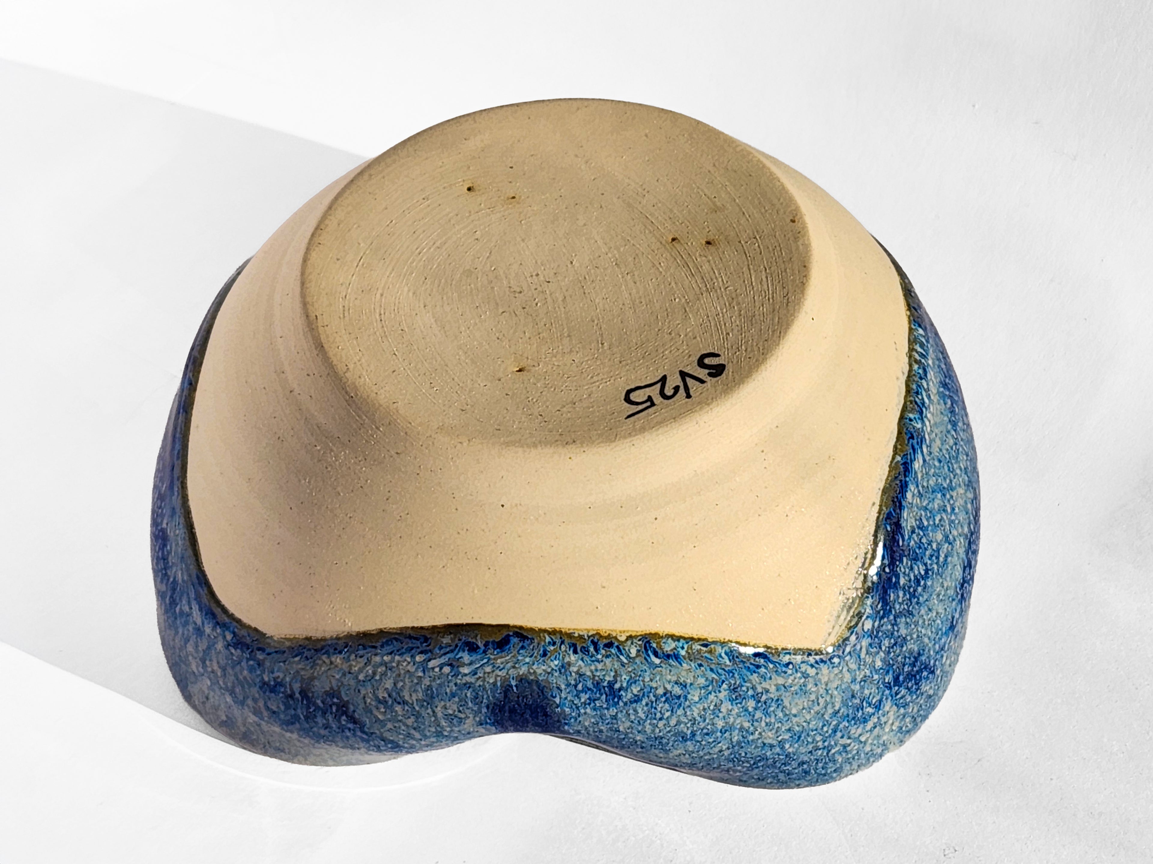 Handmade Heart Bowl - blue with white base