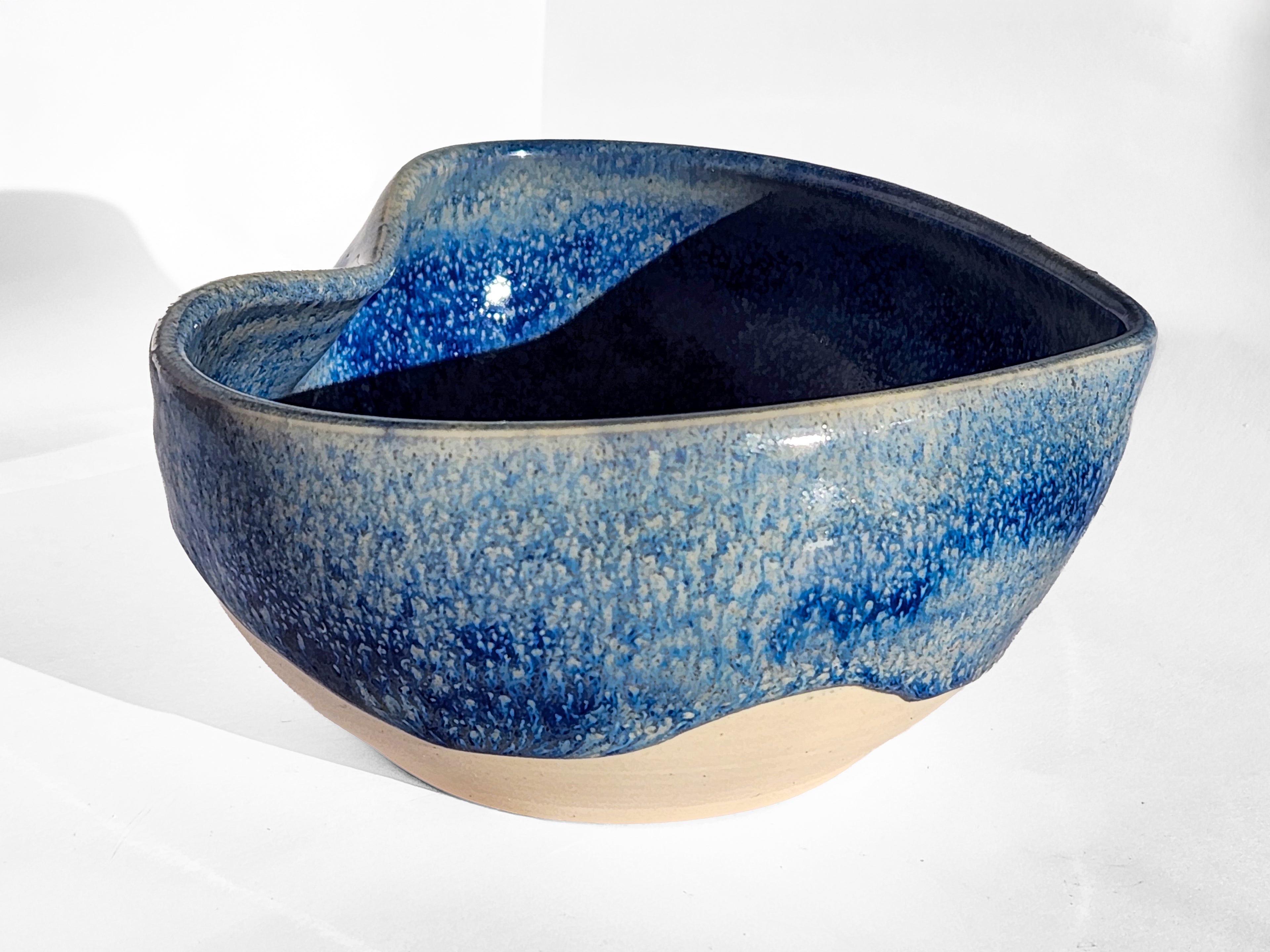 Handmade Heart Bowl - blue with white base