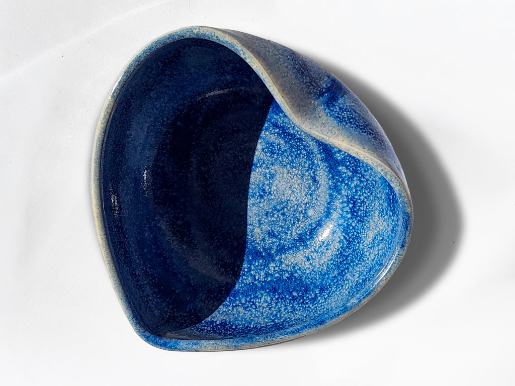 Handmade Heart Bowl - blue with white base
