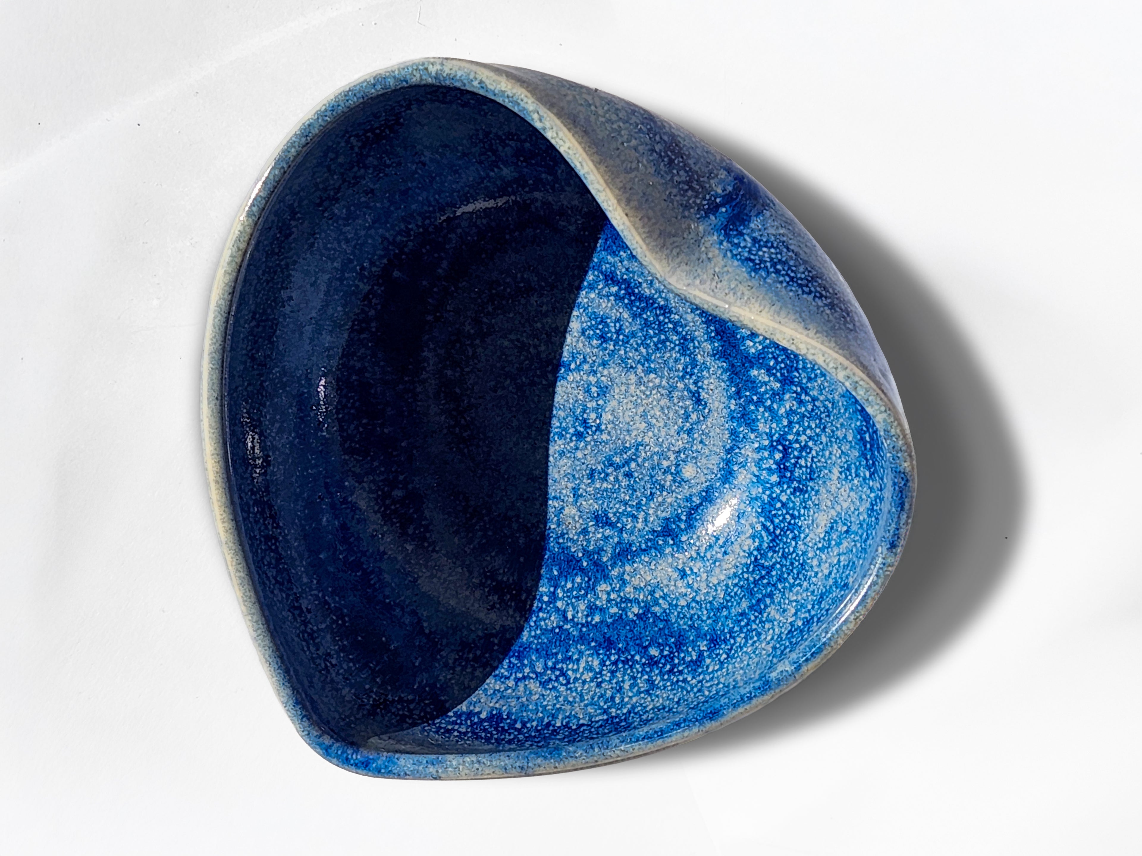Handmade Heart Bowl - blue with white base
