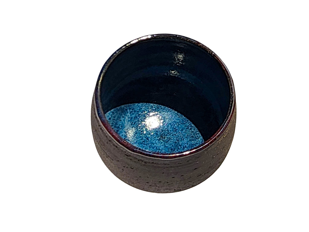 Handmade Glossy Blue Interior, Rustic Clay Exterior Tumbler