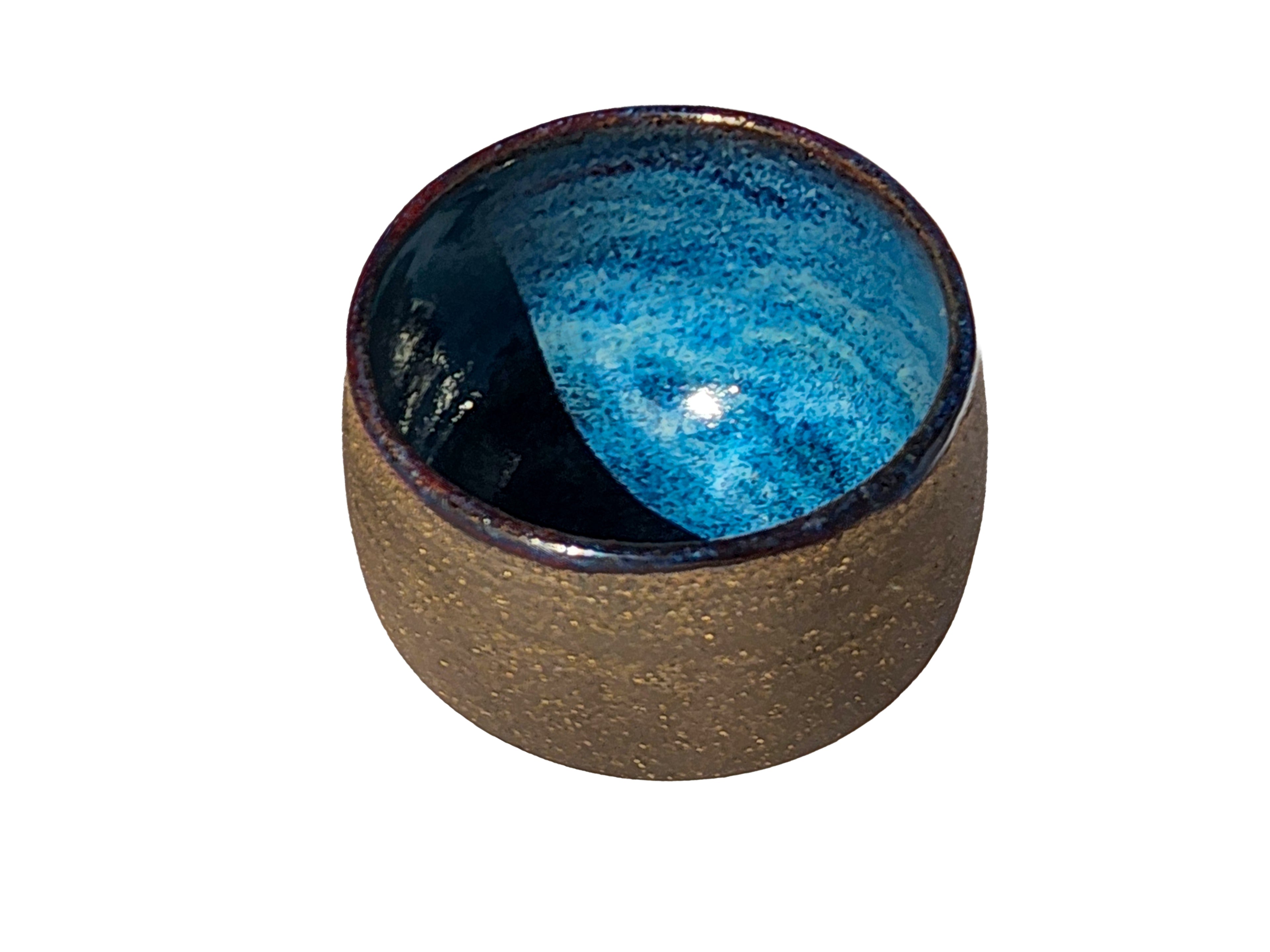 Handmade Glossy Blue Interior, Rustic Clay Exterior Tumbler