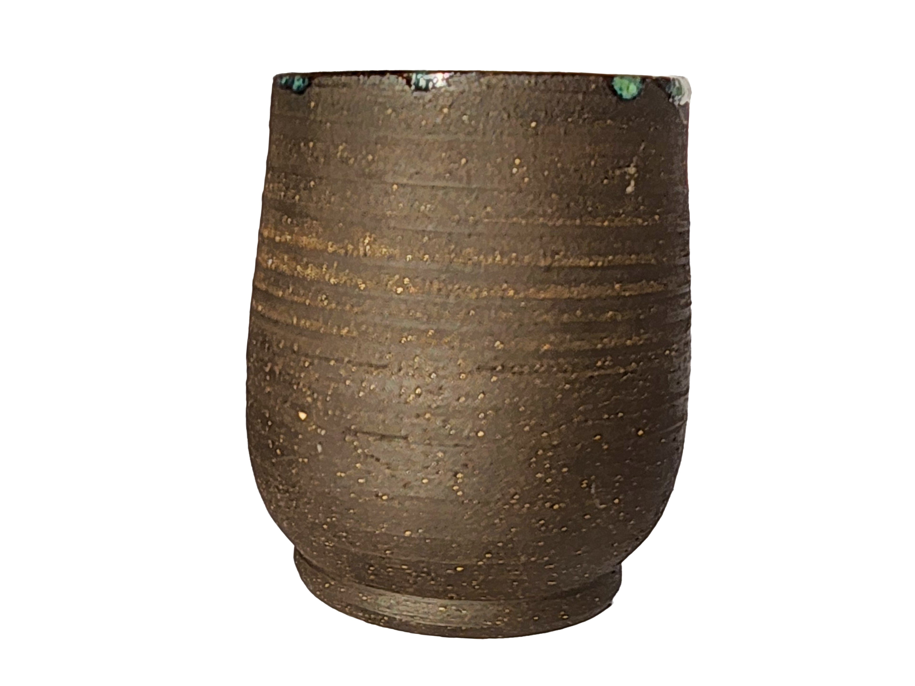 Handmade Glossy Green Interior, Rustic Clay Exterior Tumbler