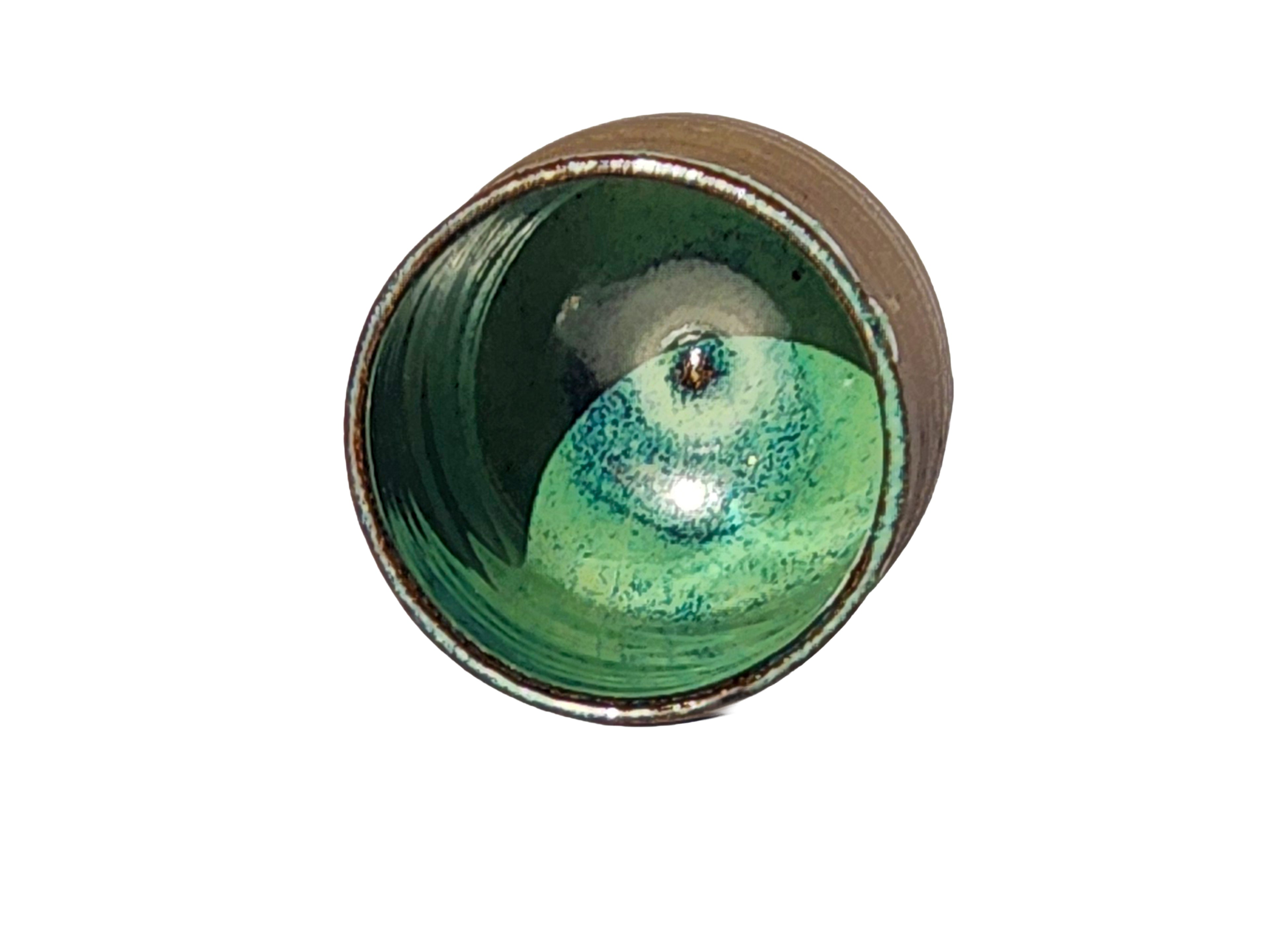 Handmade Glossy Green Interior, Rustic Clay Exterior Tumbler