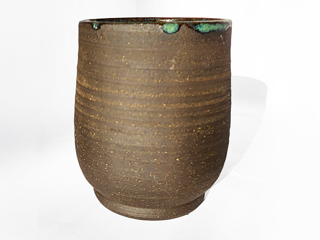 Handmade Glossy Green Interior, Rustic Clay Exterior Tumbler