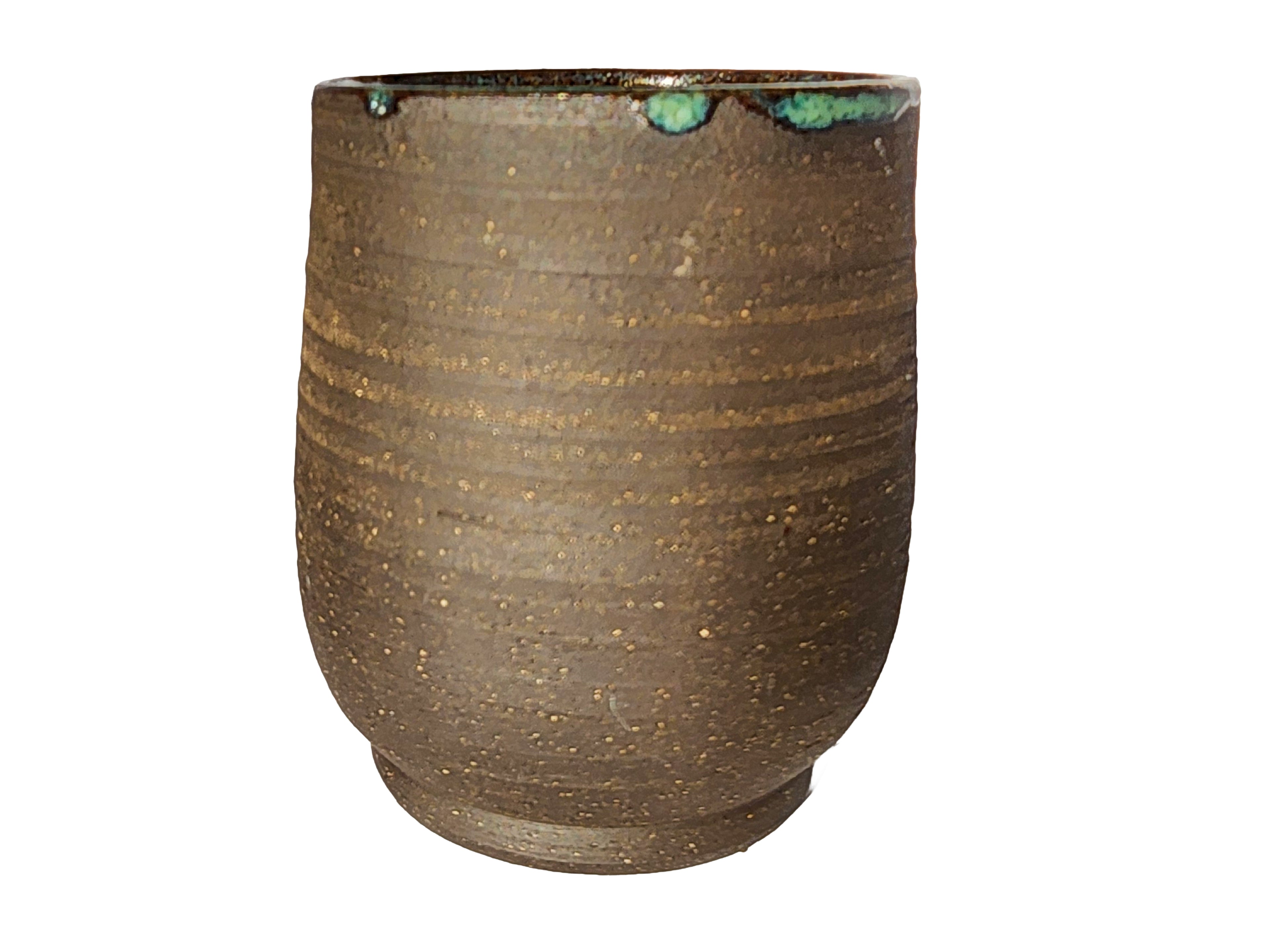 Handmade Glossy Green Interior, Rustic Clay Exterior Tumbler