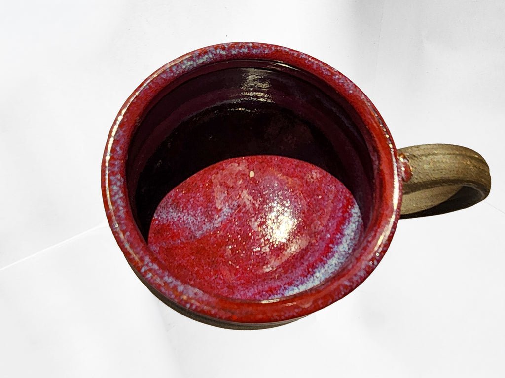 Handmade Rich Purple Interior, Black Stoneware Cauldron Mug 2.5"