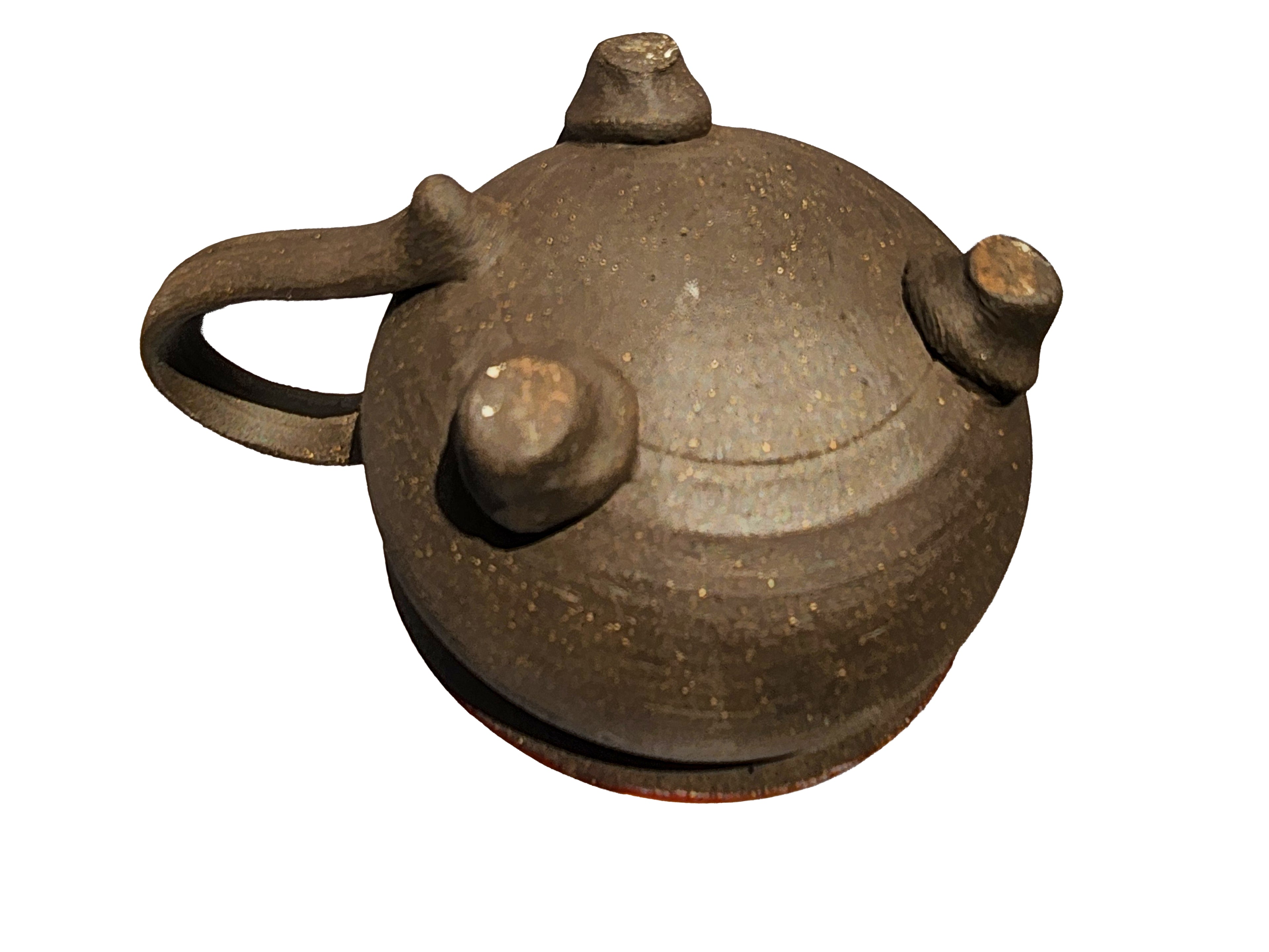 Handmade Rich Purple Interior, Black Stoneware Cauldron Mug 2.5"