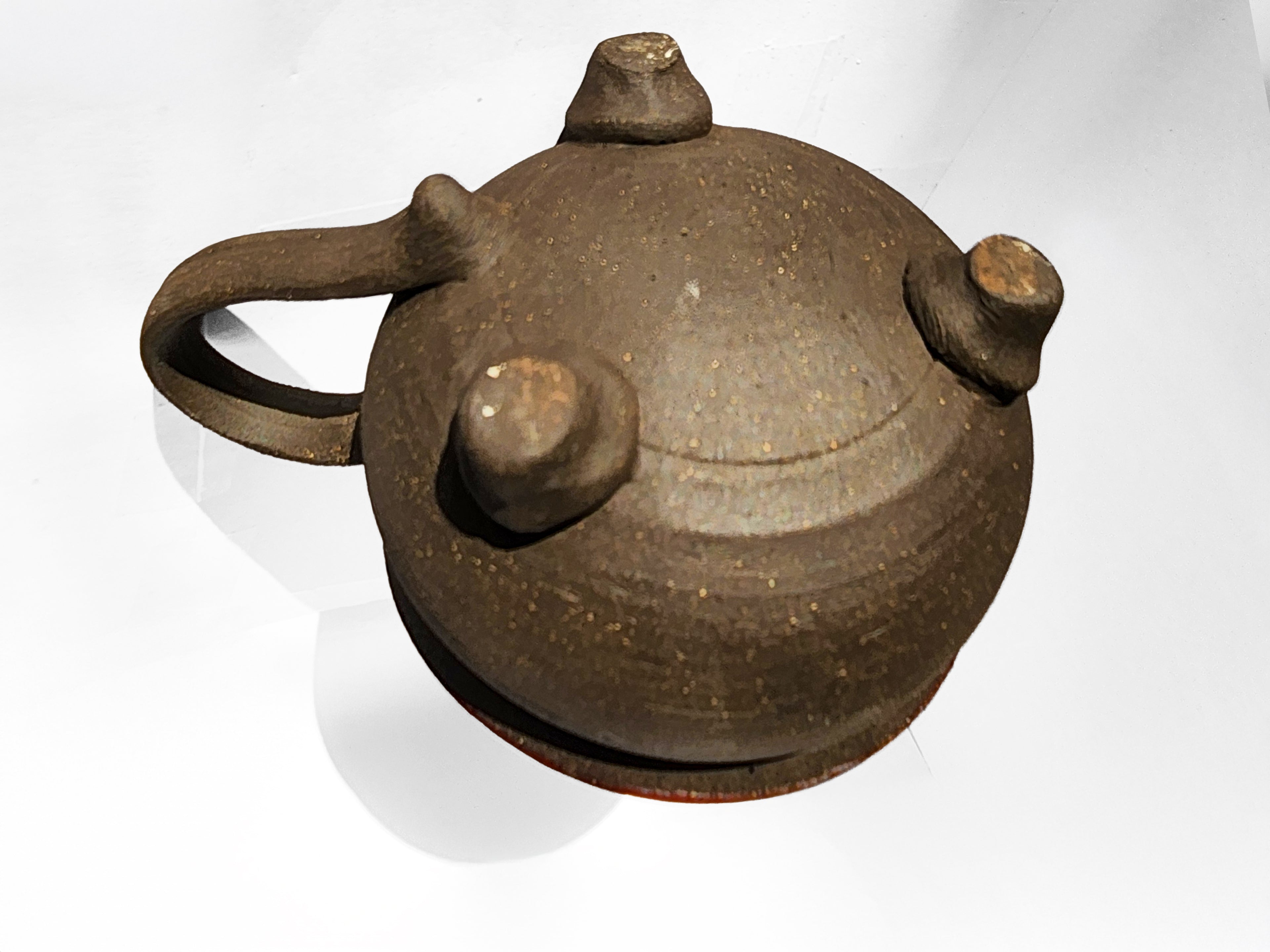 Handmade Rich Purple Interior, Black Stoneware Cauldron Mug 2.5"