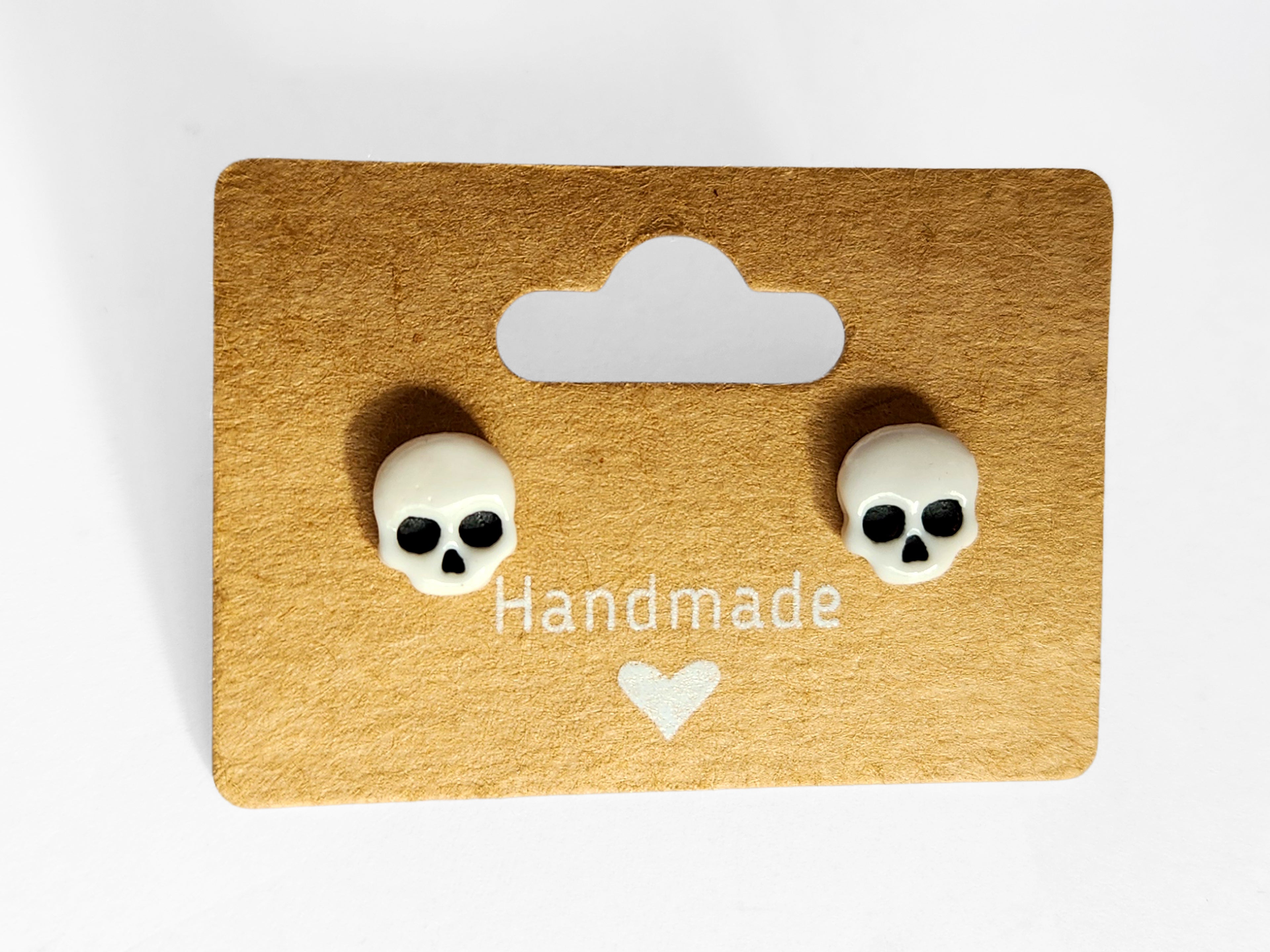 Handmade skeleton stud earrings