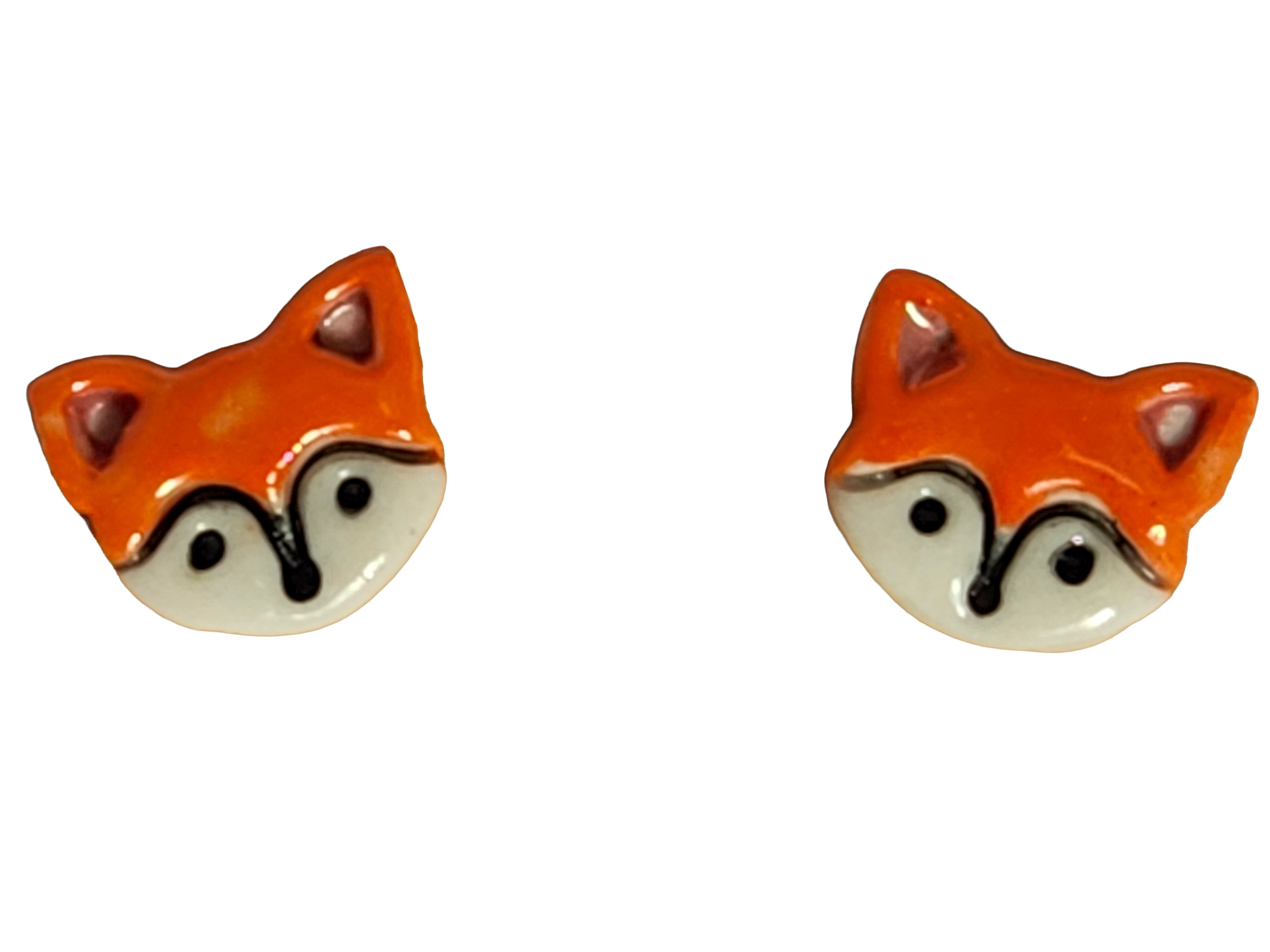Handmade Fox Porcelain Stud Earrings