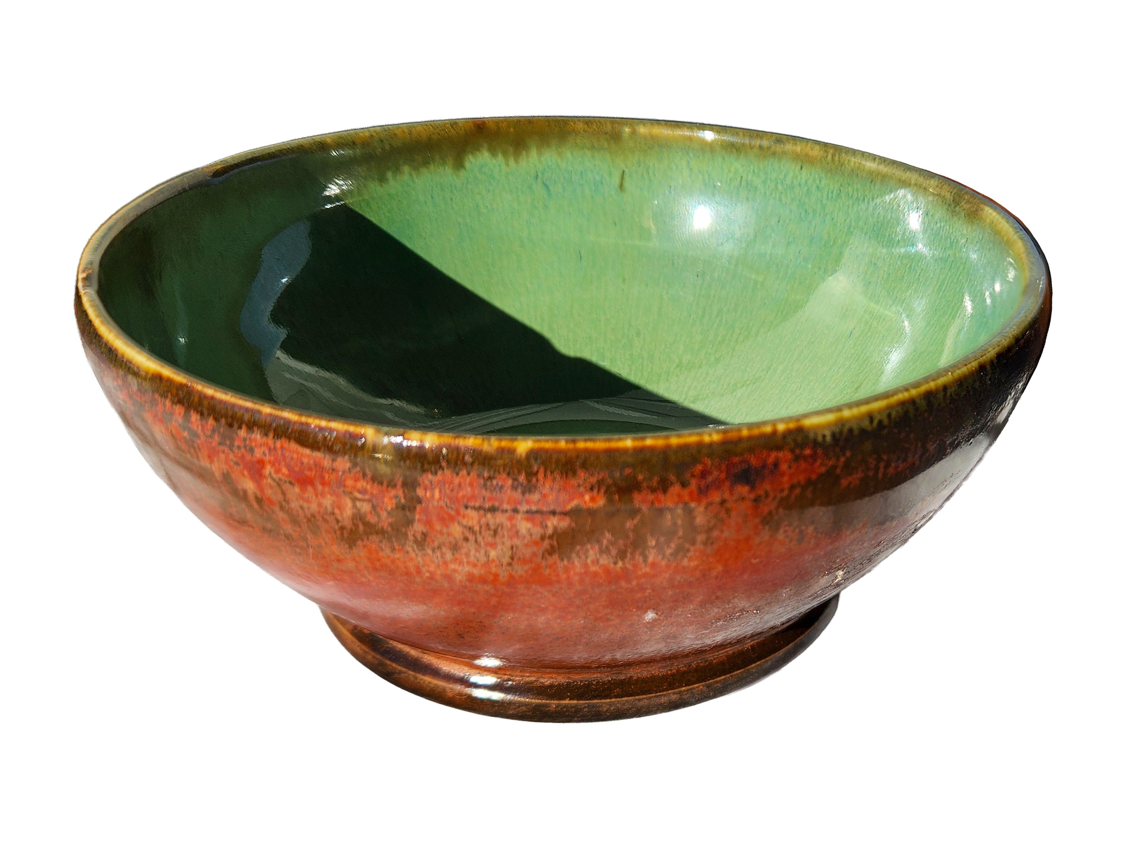 Handmade Porcelain Decorative Candy Dish - stunning green glaze & rich rustic copper 6oz