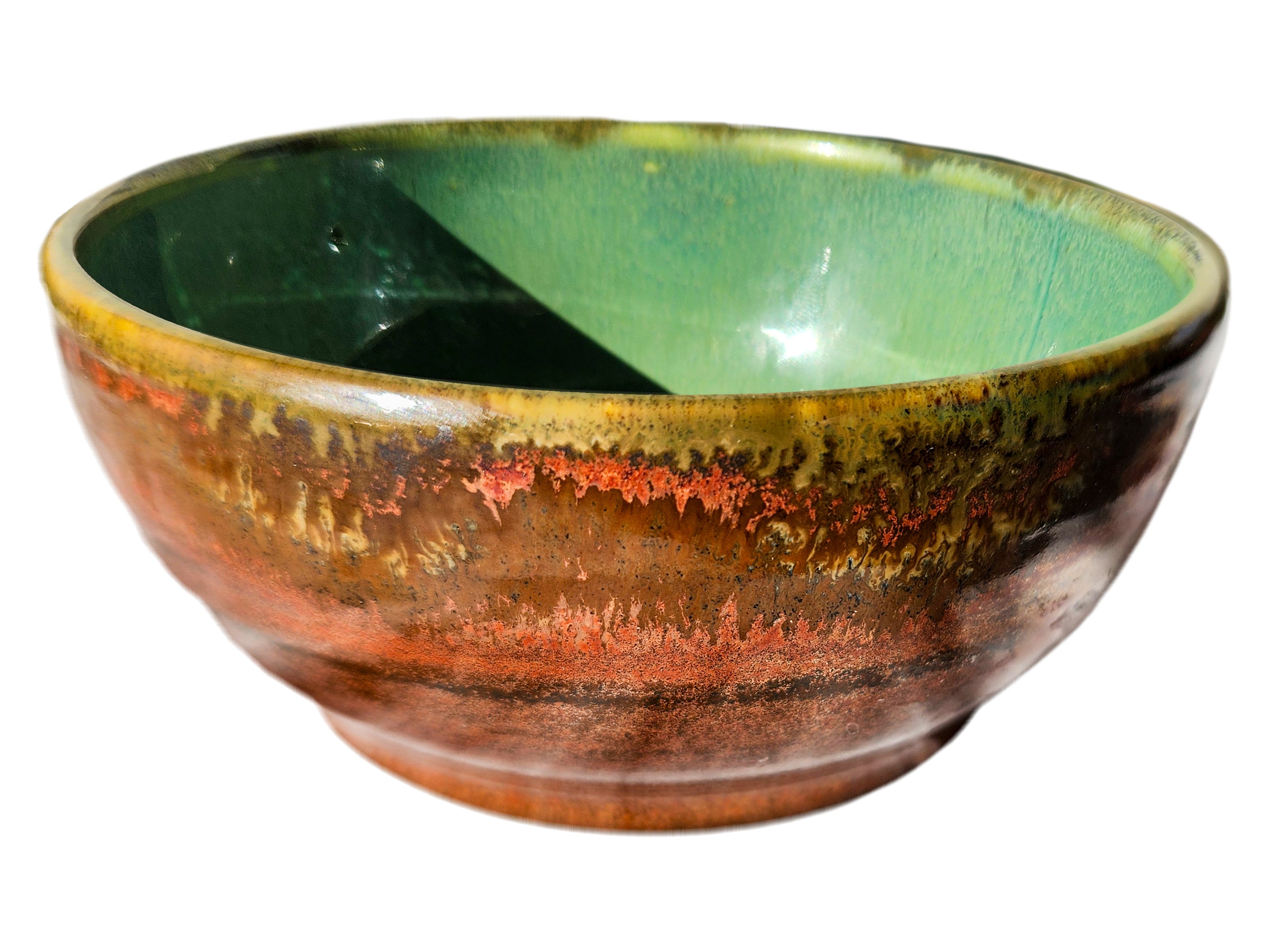 Handmade porcelain decorative & candy dish - stunning green glaze & rich rustic copper 6oz