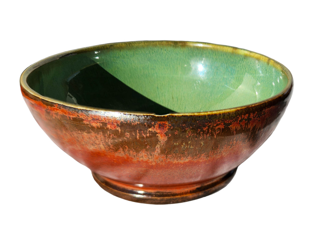 Handmade Porcelain Decorative Candy Dish - stunning green glaze & rich rustic copper 6oz