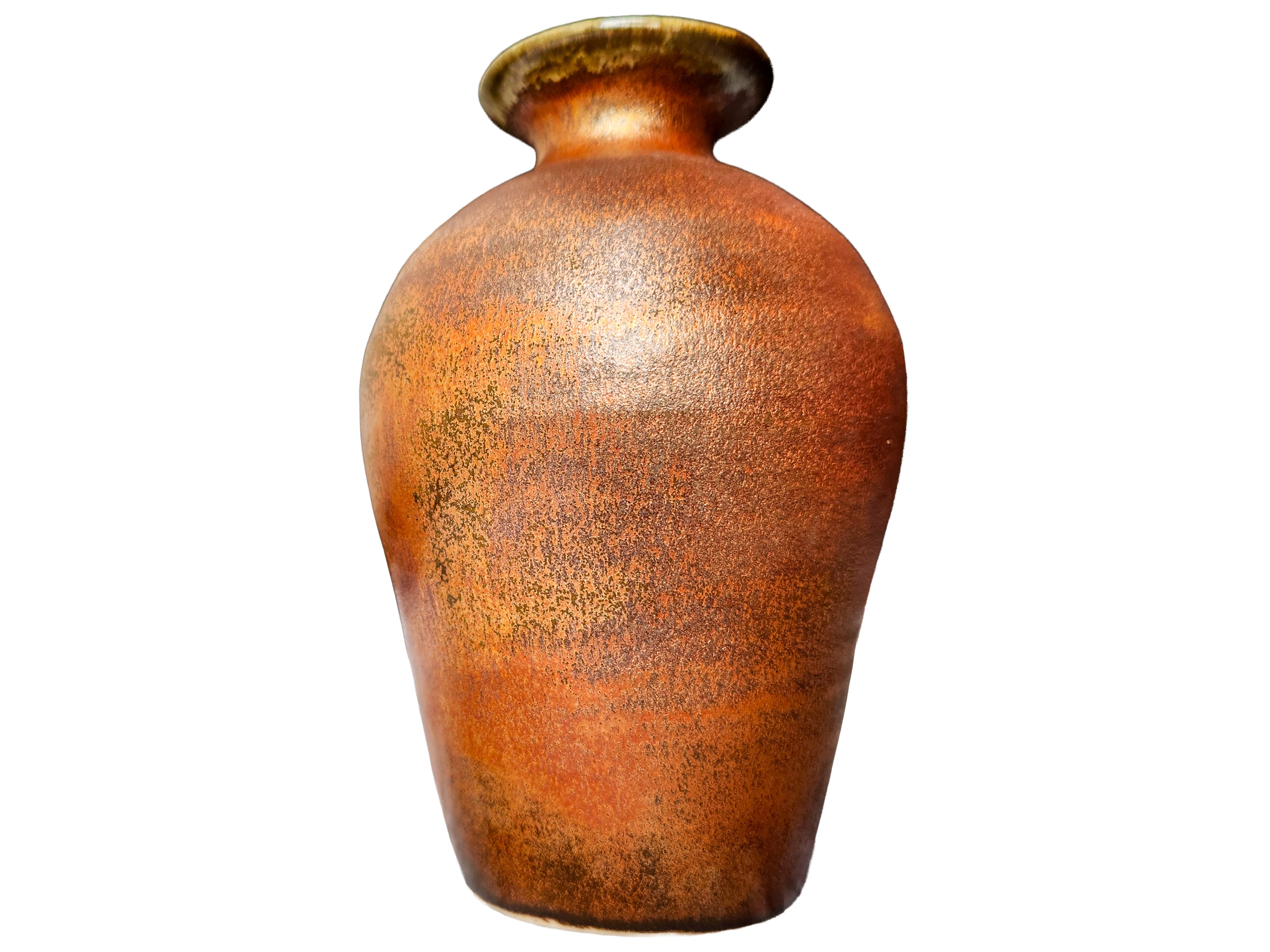 Medium-Sized Handmade Porcelain Vase, Green Interior & Copper Exterior - 6.5"